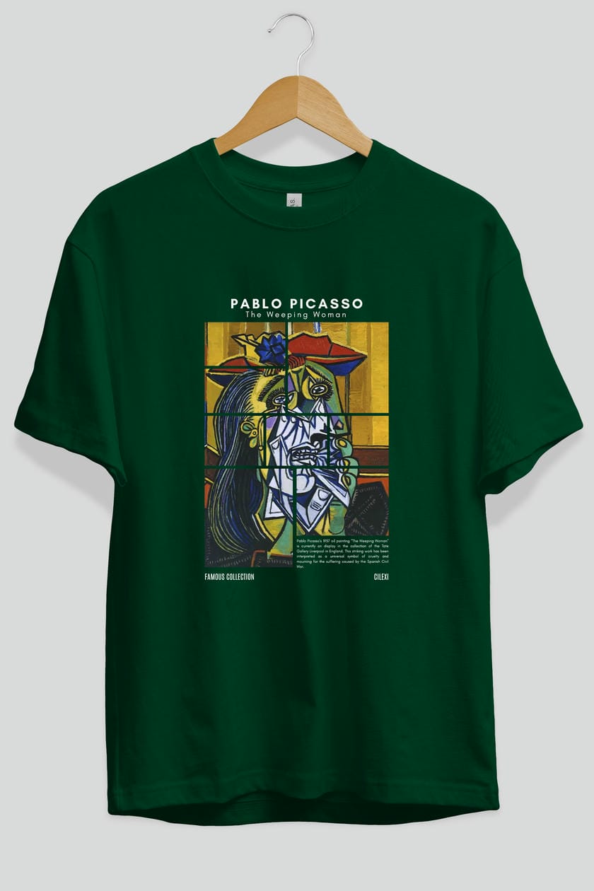 Pablo Picasso ön Baskılı Oversize t-shirt Erkek Kadın Bisiklet Yaka Pamuk tişort