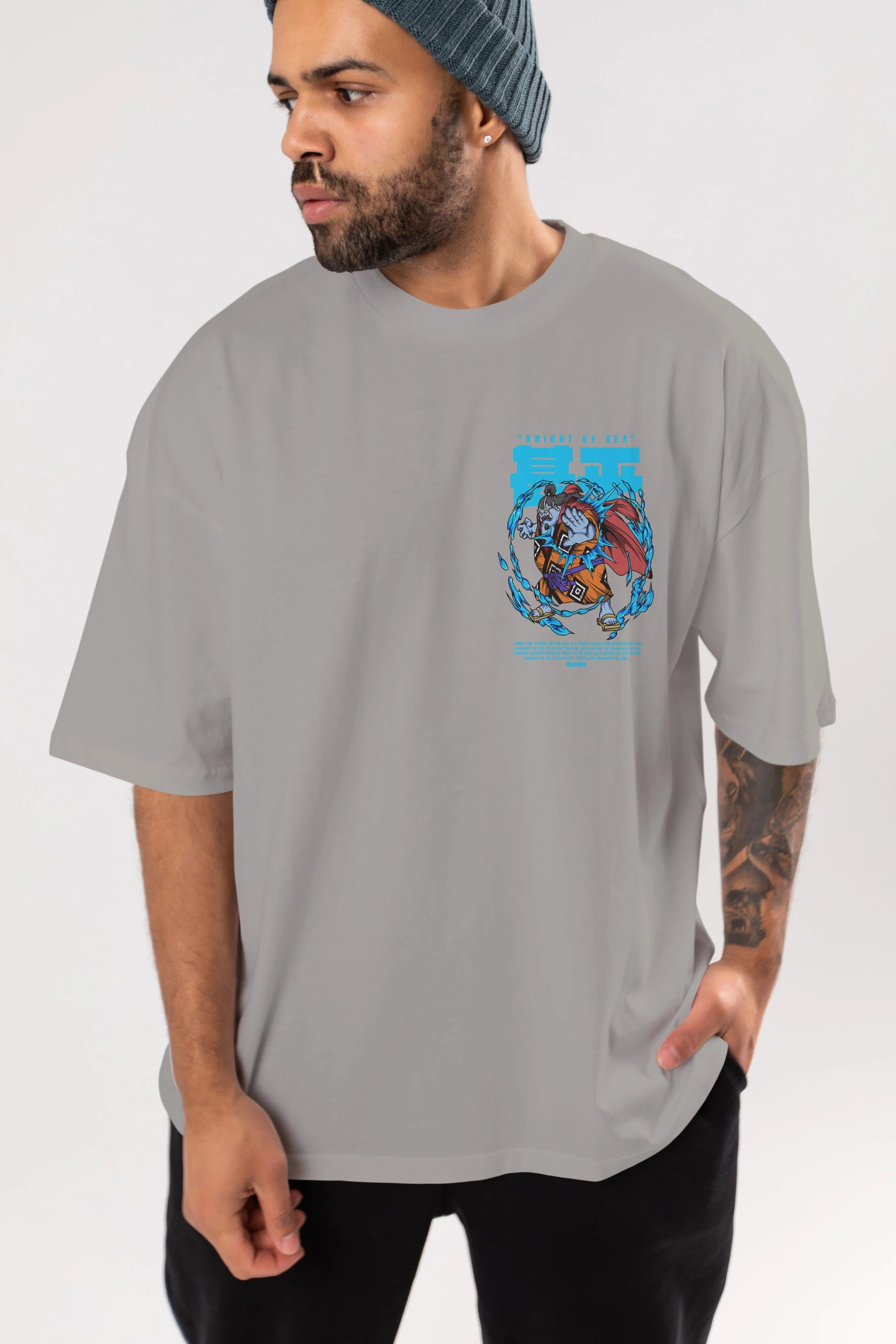 Jinbei Ön Sol Baskılı Oversize t-shirt Erkek Kadın Unisex %100 Pamuk Bisiklet Yaka tişort