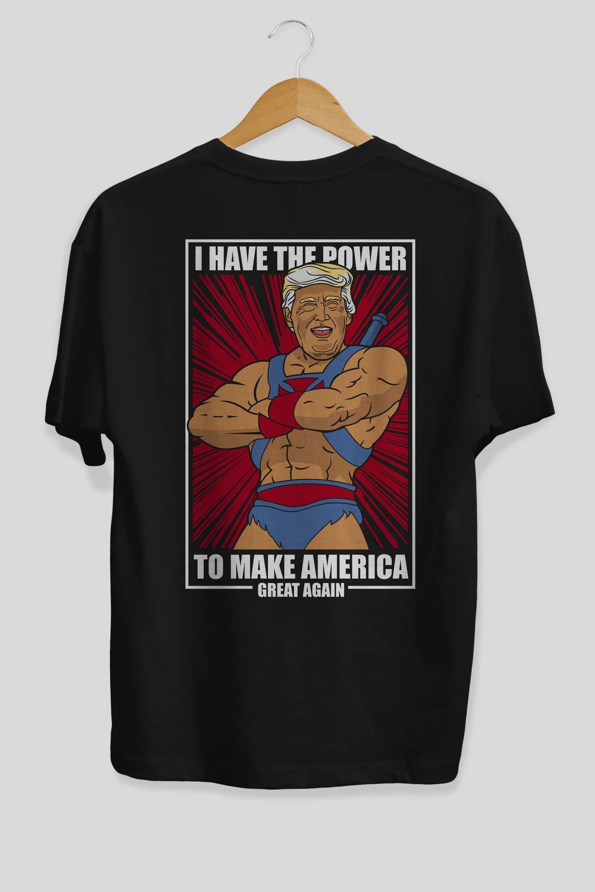 Trump Heman Arka Baskılı Oversize t-shirt Erkek Kadın Unisex %100 Pamuk tişort