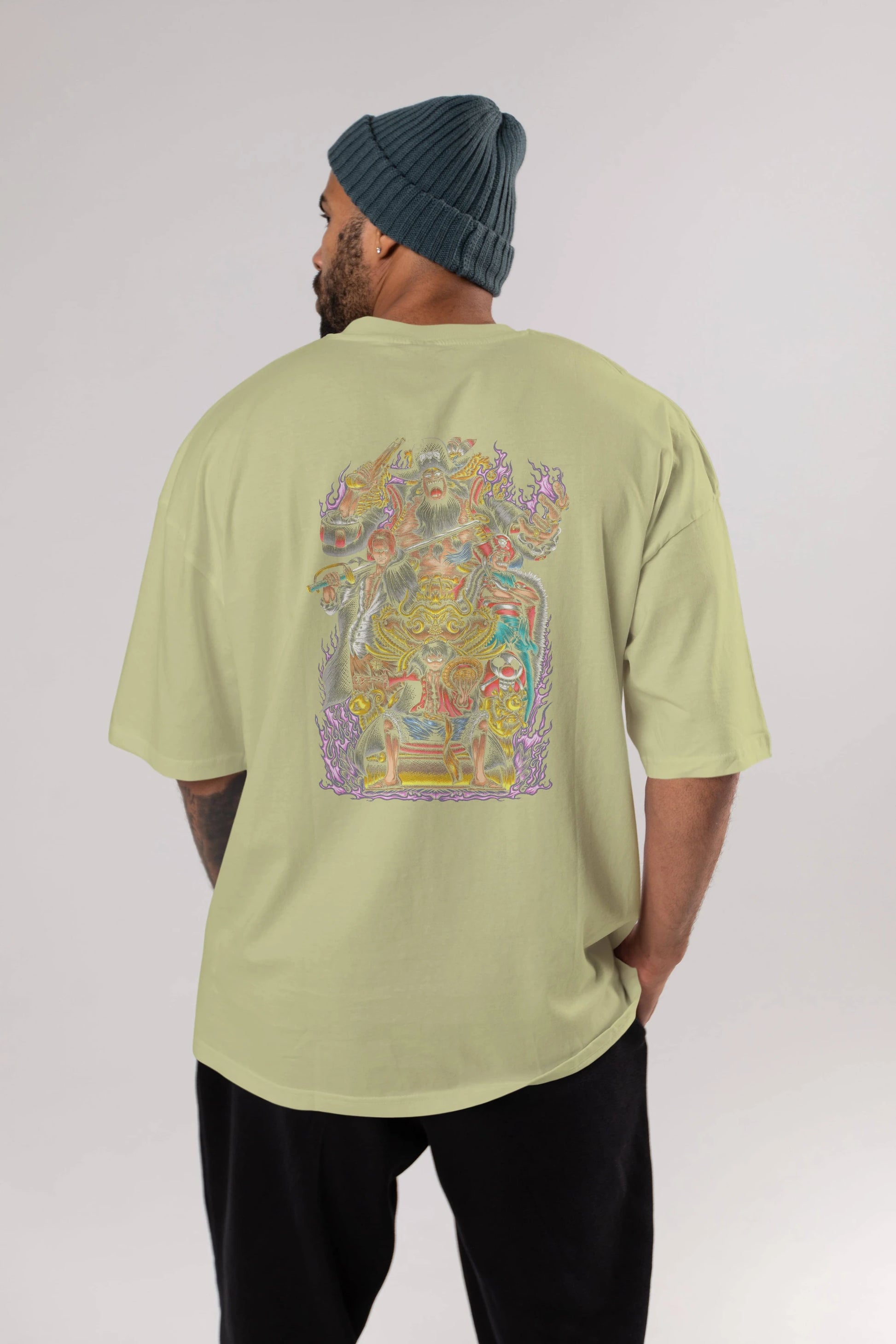 ONE PIECE (8) Anime Arka Baskılı Oversize t-shirt Erkek Kadın Unisex