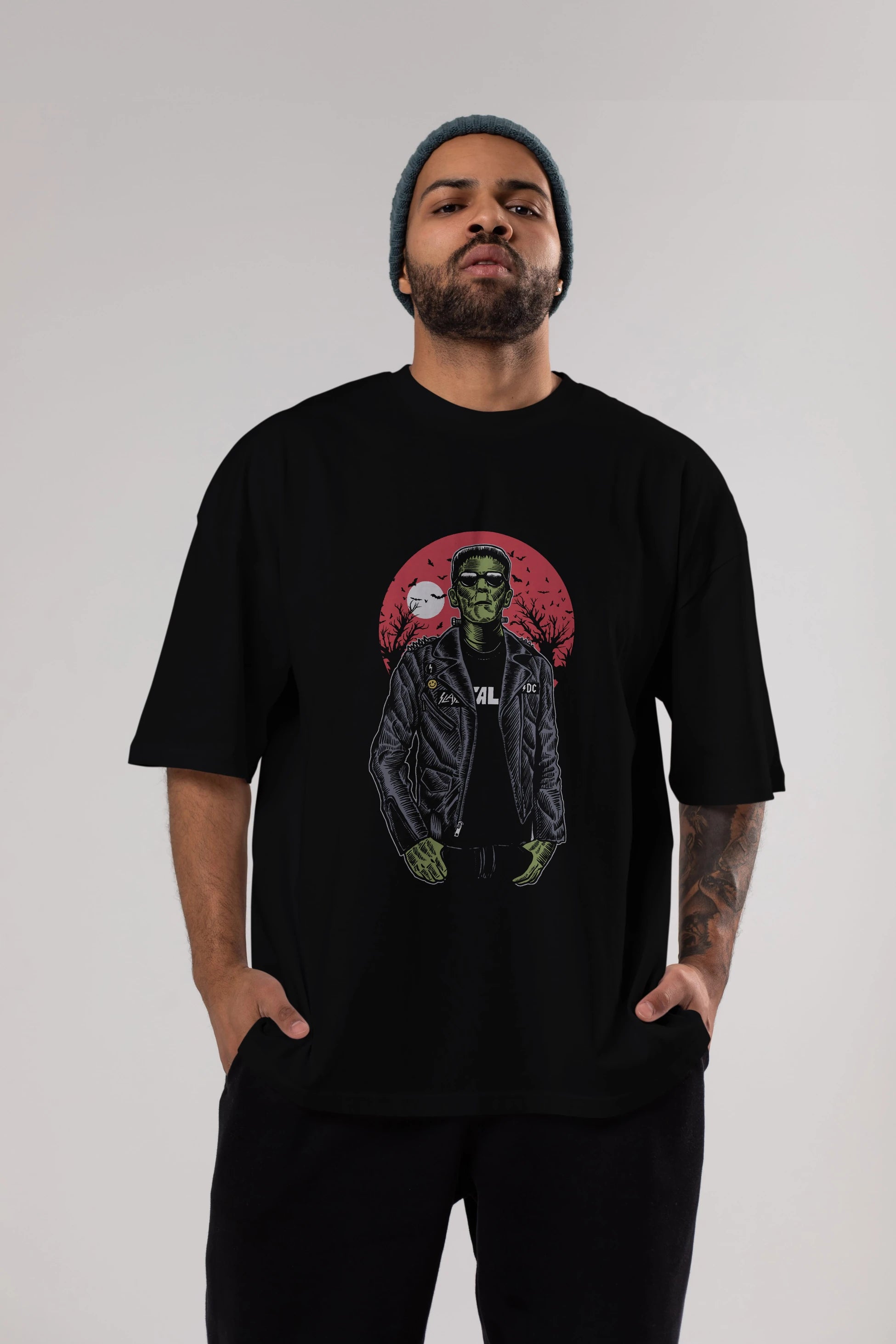 Frank Ön Baskılı Oversize t-shirt Erkek Kadın Unisex %100 Pamuk tişort