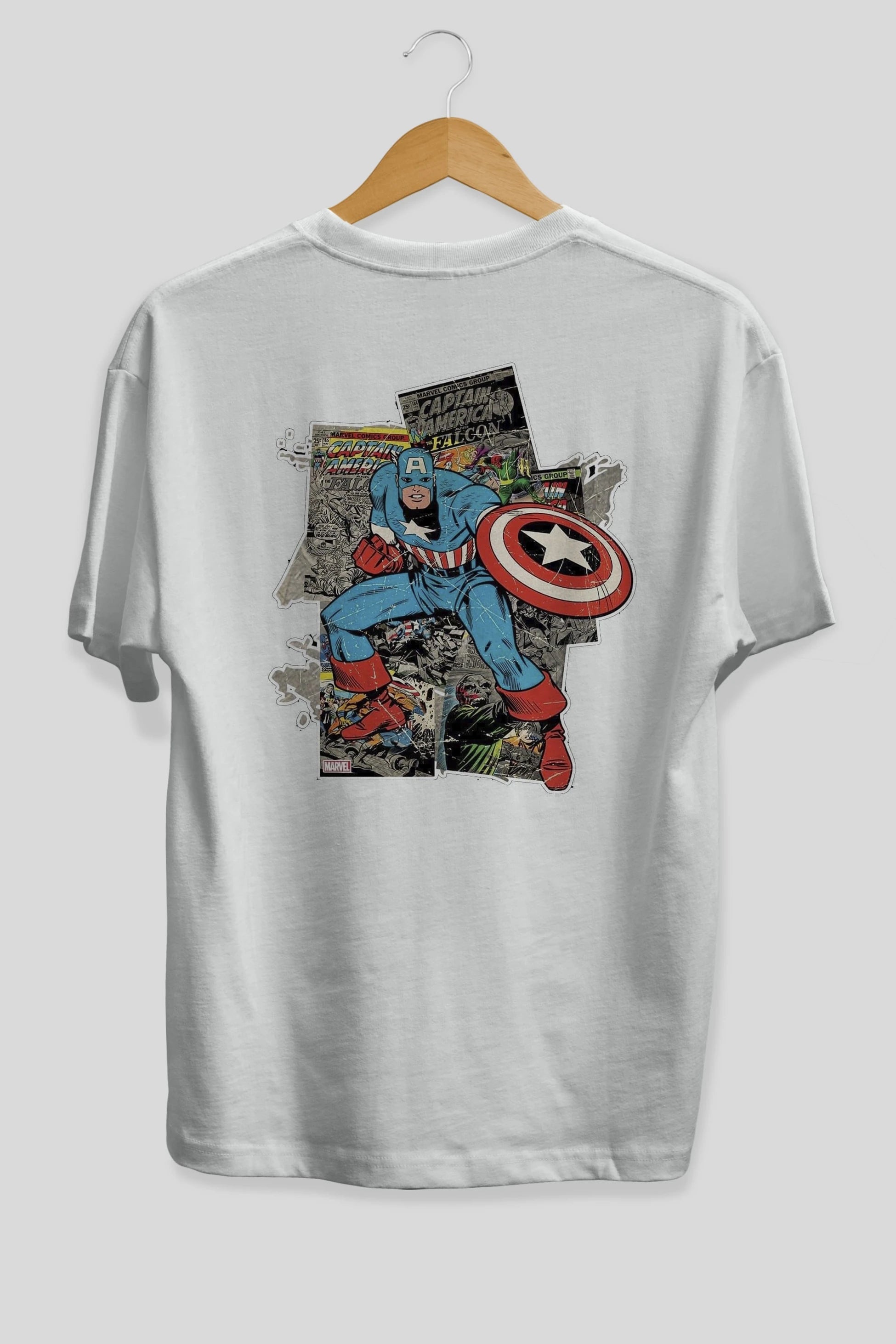 Captain America (2) Arka Baskılı Oversize t-shirt Erkek Kadın Unisex %100 Pamuk Bisiklet Yaka tişort