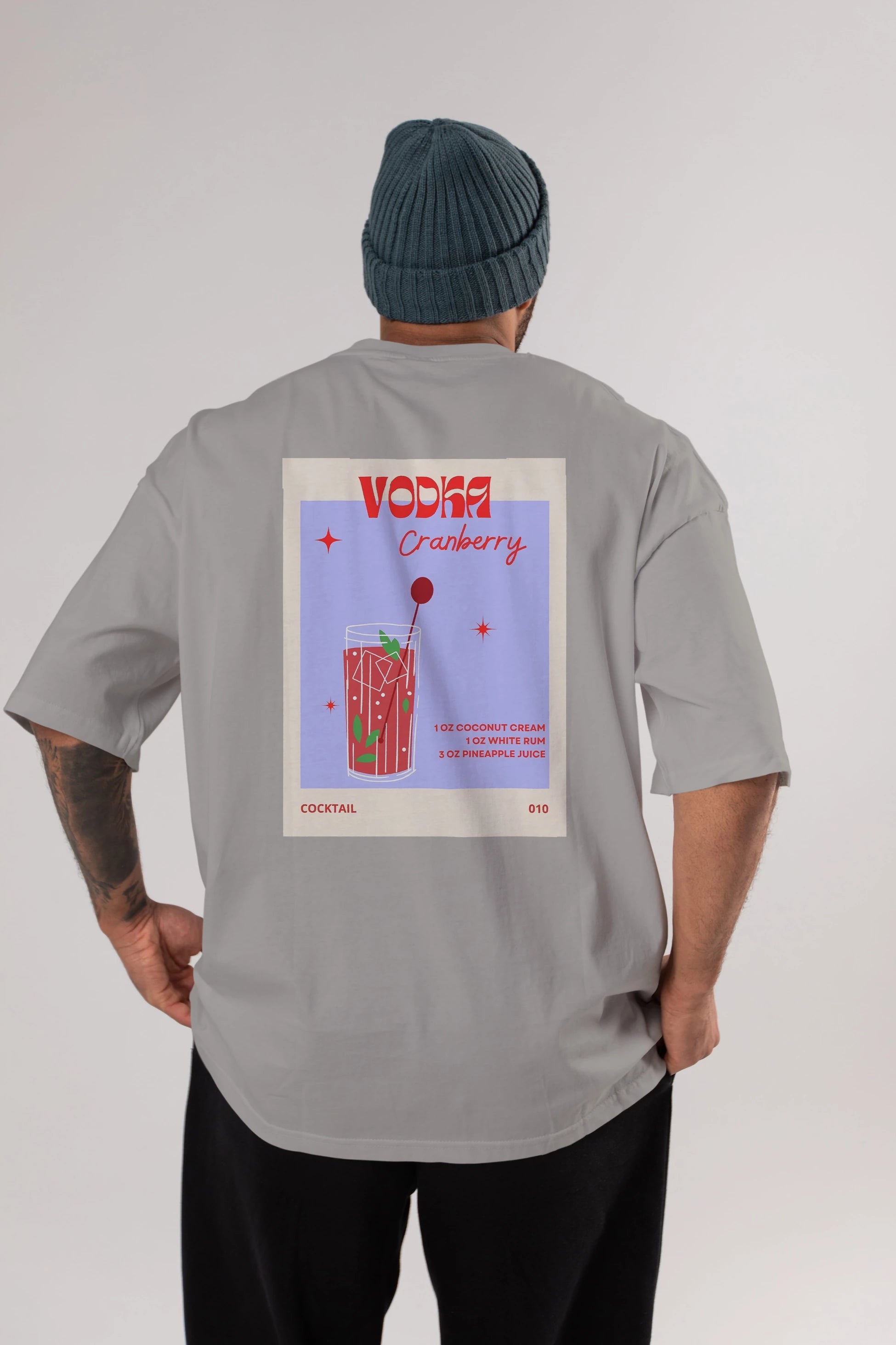 Vodka Cranberry Arka Baskılı Oversize t-shirt Erkek Kadın Unisex %100 Pamuk Bisiklet Yaka tişort