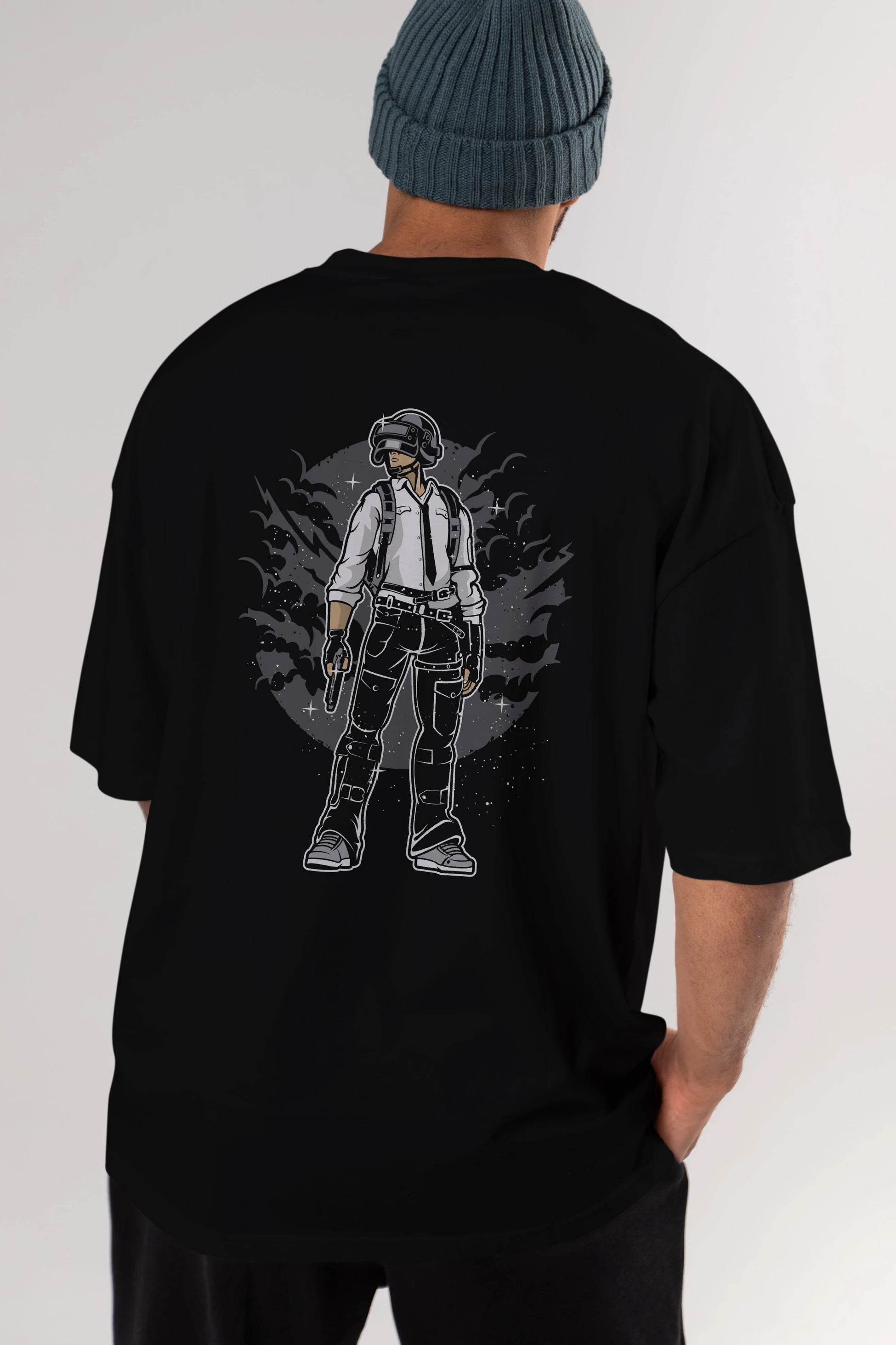 PUBG Arka Baskılı Oversize t-shirt Erkek Kadın Unisex %100 Pamuk