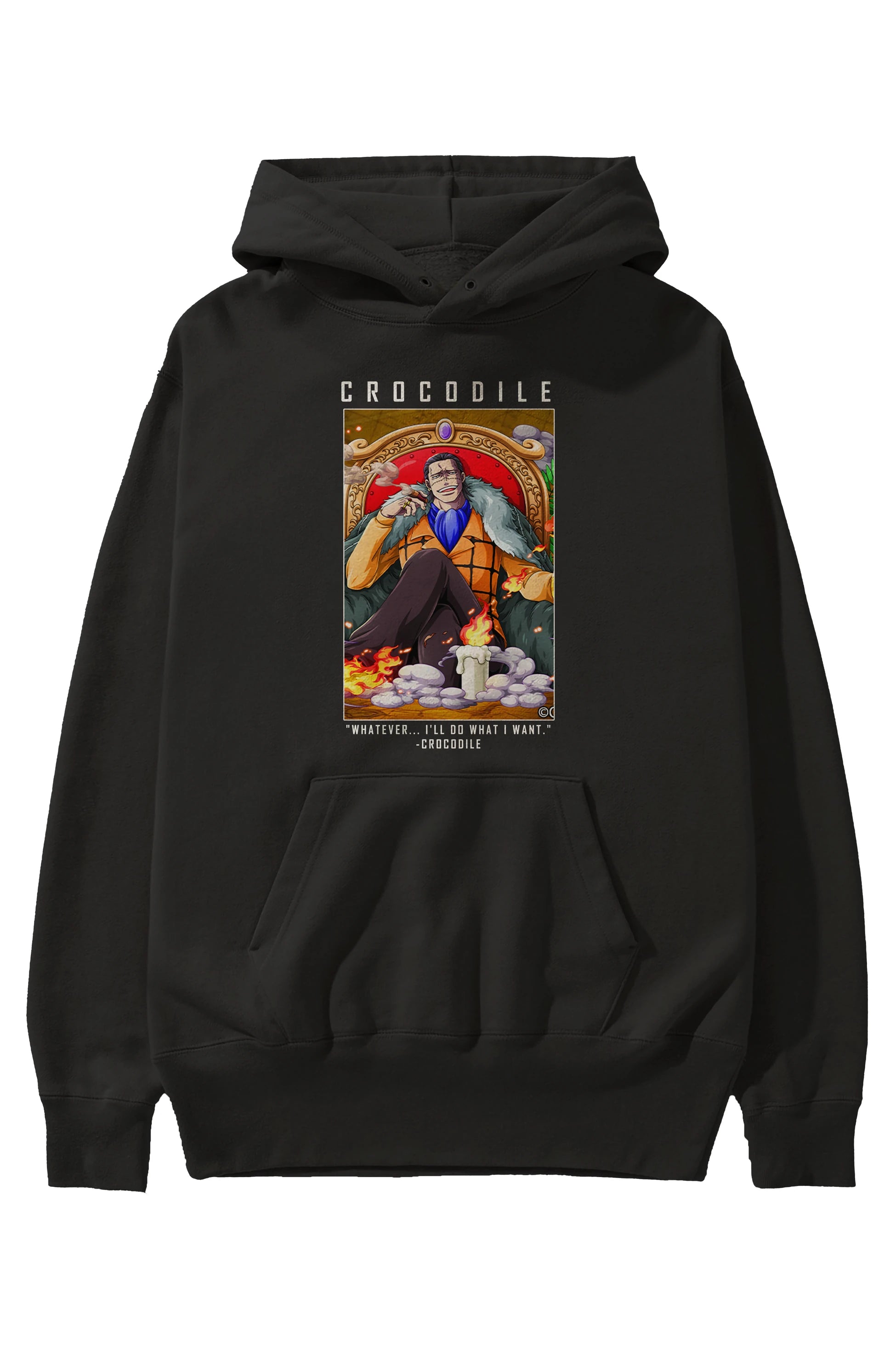 Crocodile Anime Ön Baskılı Hoodie Oversize Kapüşonlu Sweatshirt Erkek Kadın Unisex