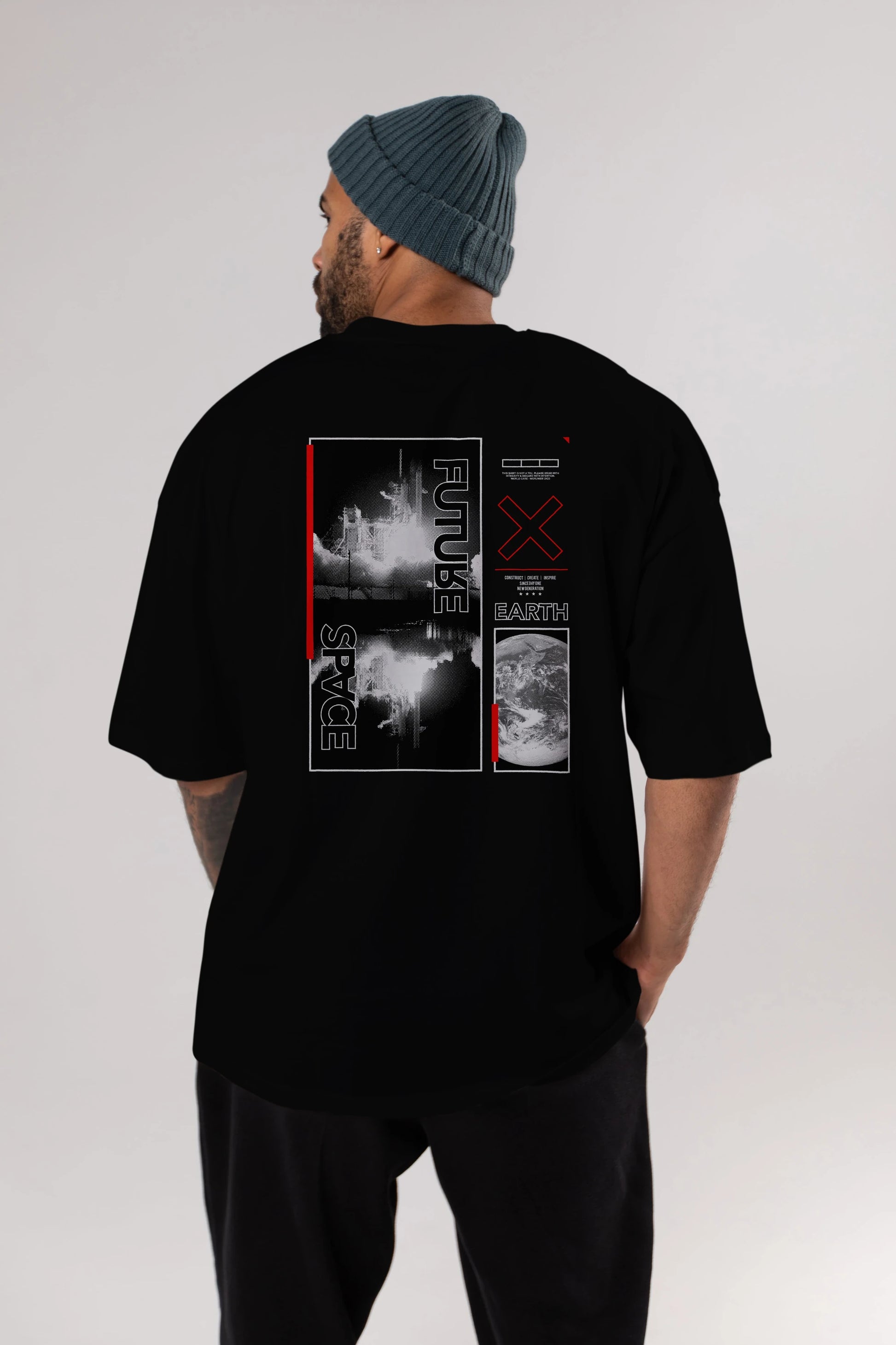 Future Space Arka Baskılı Oversize t-shirt Erkek Kadın Unisex