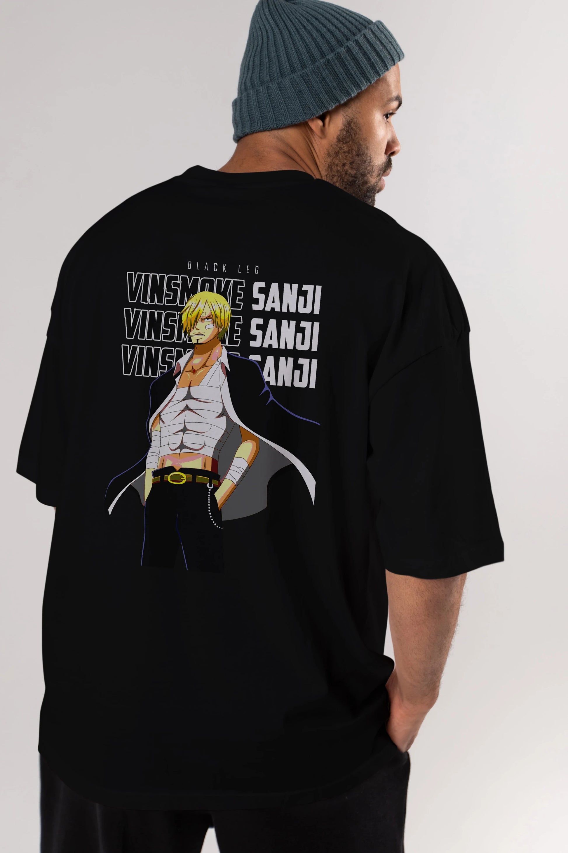 Sanji Anime Arka Baskılı Oversize t-shirt Erkek Kadın Unisex %100 pamuk tişort
