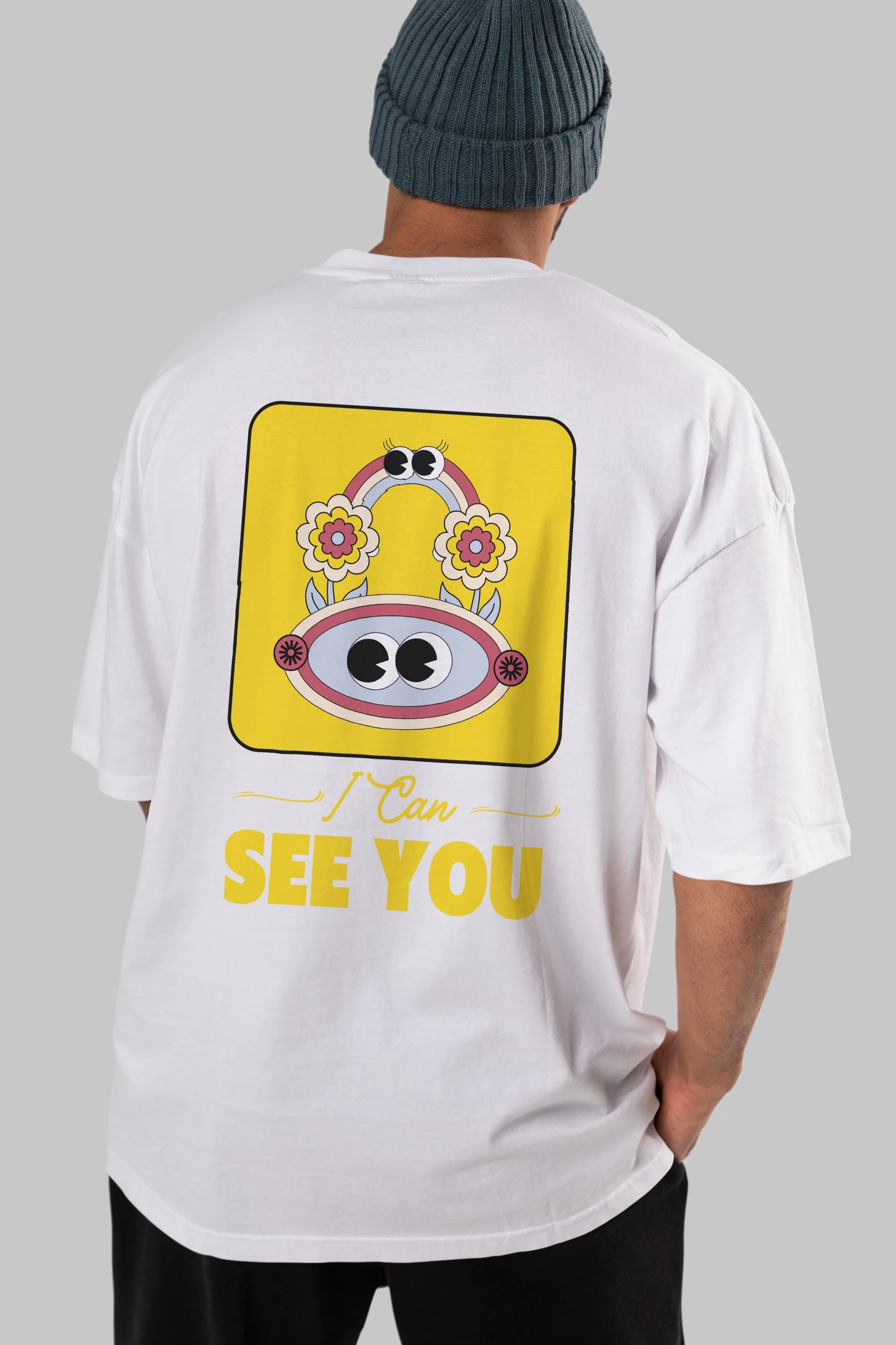 I Can See You Yazılı Arka Baskılı Oversize t-shirt Erkek Kadın Unisex