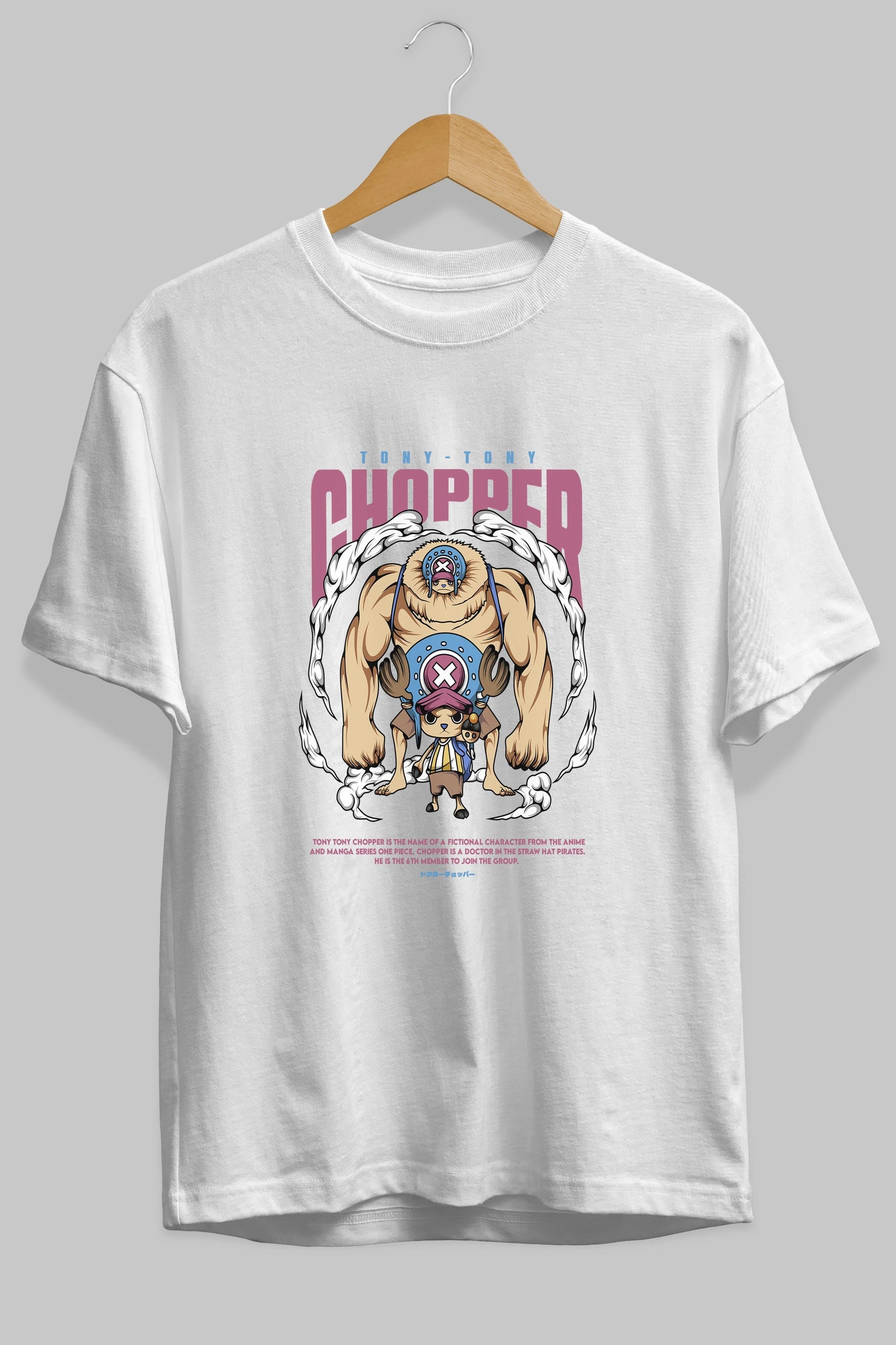Tony Tony Chopper Anime Ön Baskılı Oversize t-shirt %100 pamuk Erkek Kadın Unisex