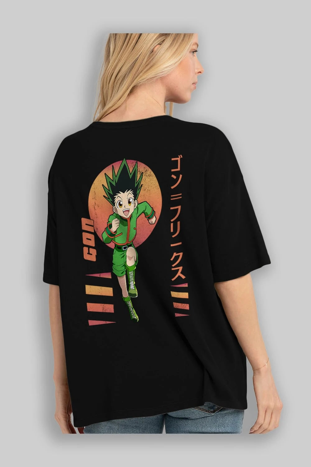 Gon Freecss HUNTER X HUNTER 2 Anime Arka Baskılı Oversize t-shirt Erkek Kadın Unisex