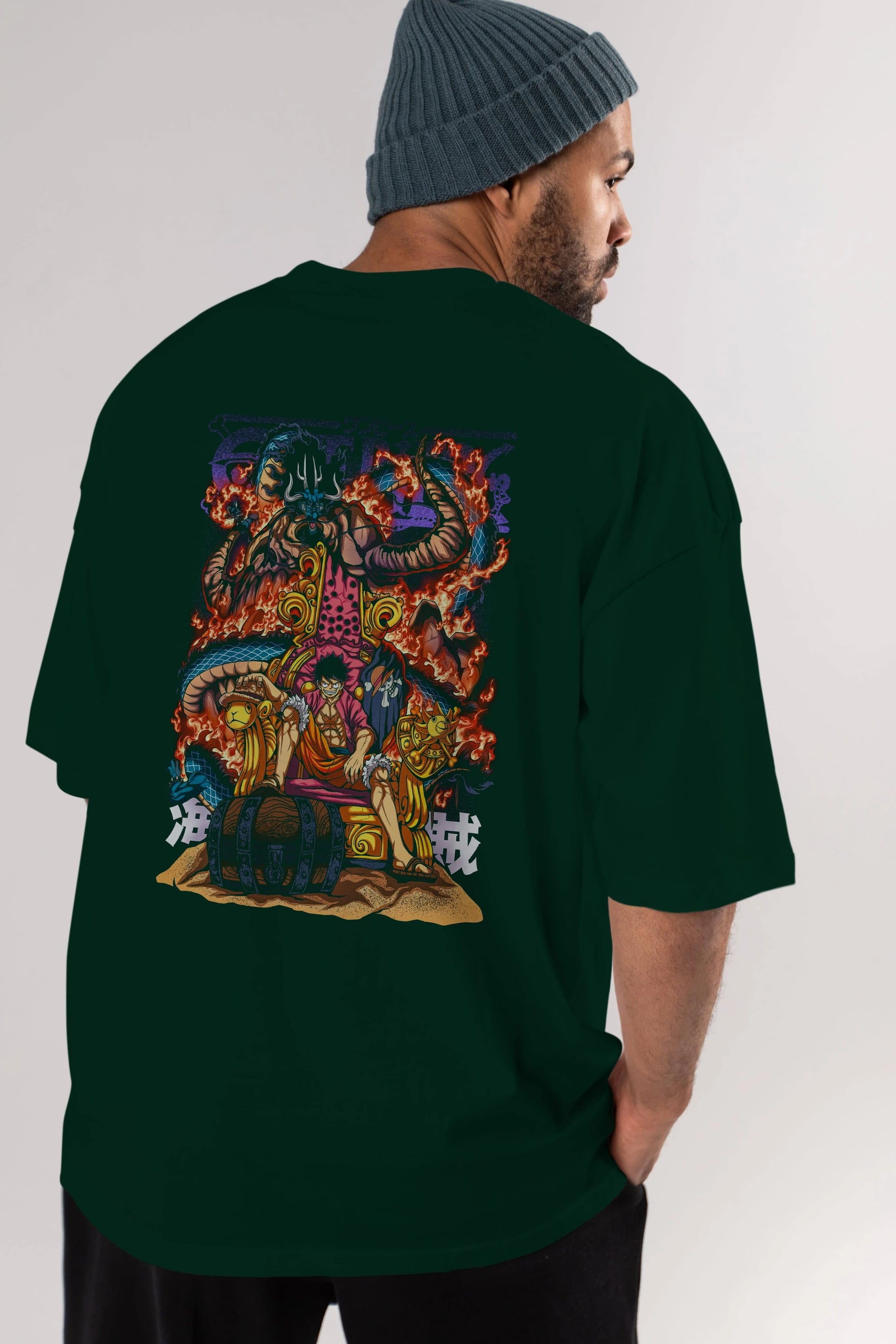 MONKEY D. LUFFY 1 Anime Arka Baskılı Oversize t-shirt Erkek Kadın Unisex