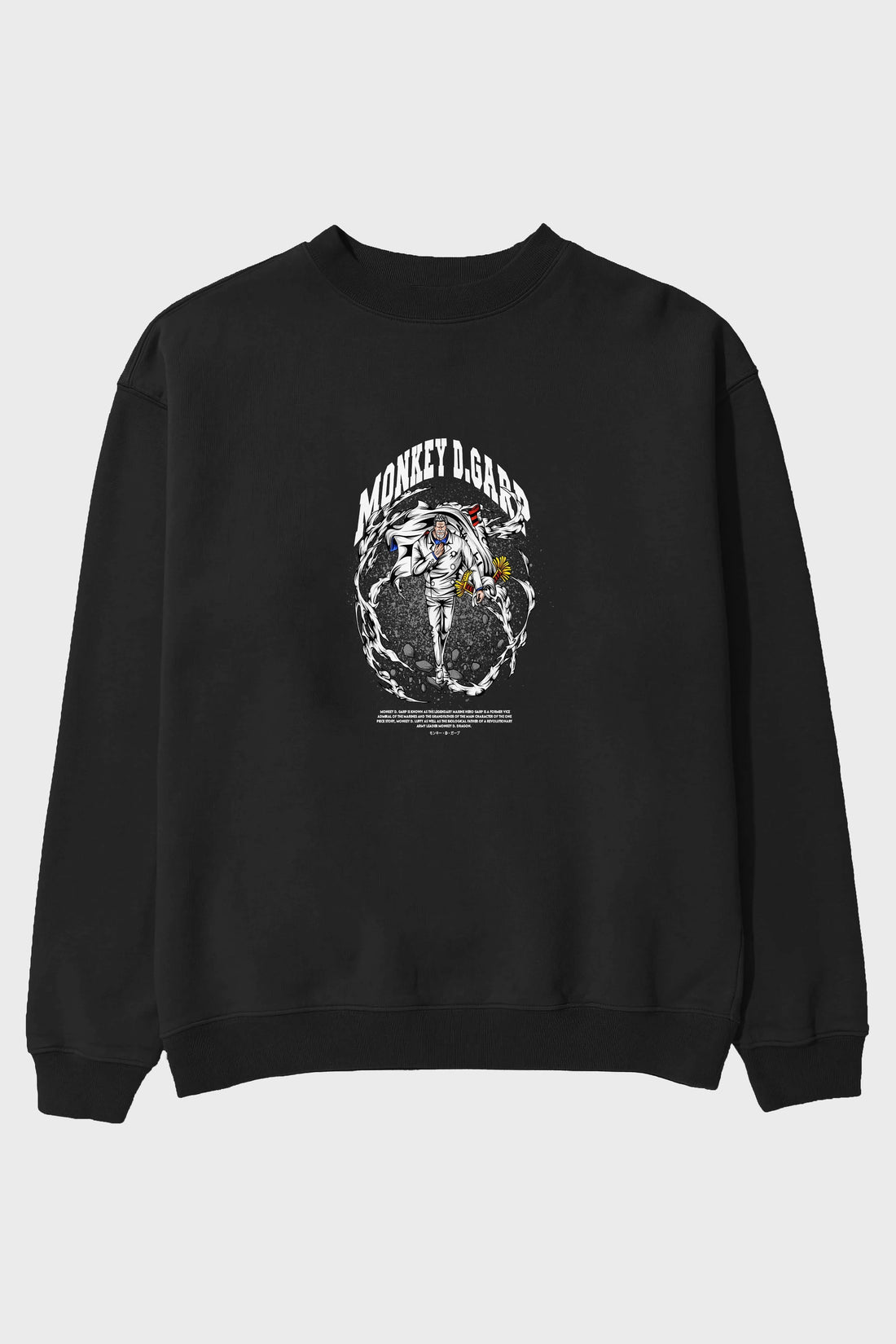 Monkey D. Garp Anime Ön Baskılı Oversize Sweatshirt Erkek Kadın Unisex