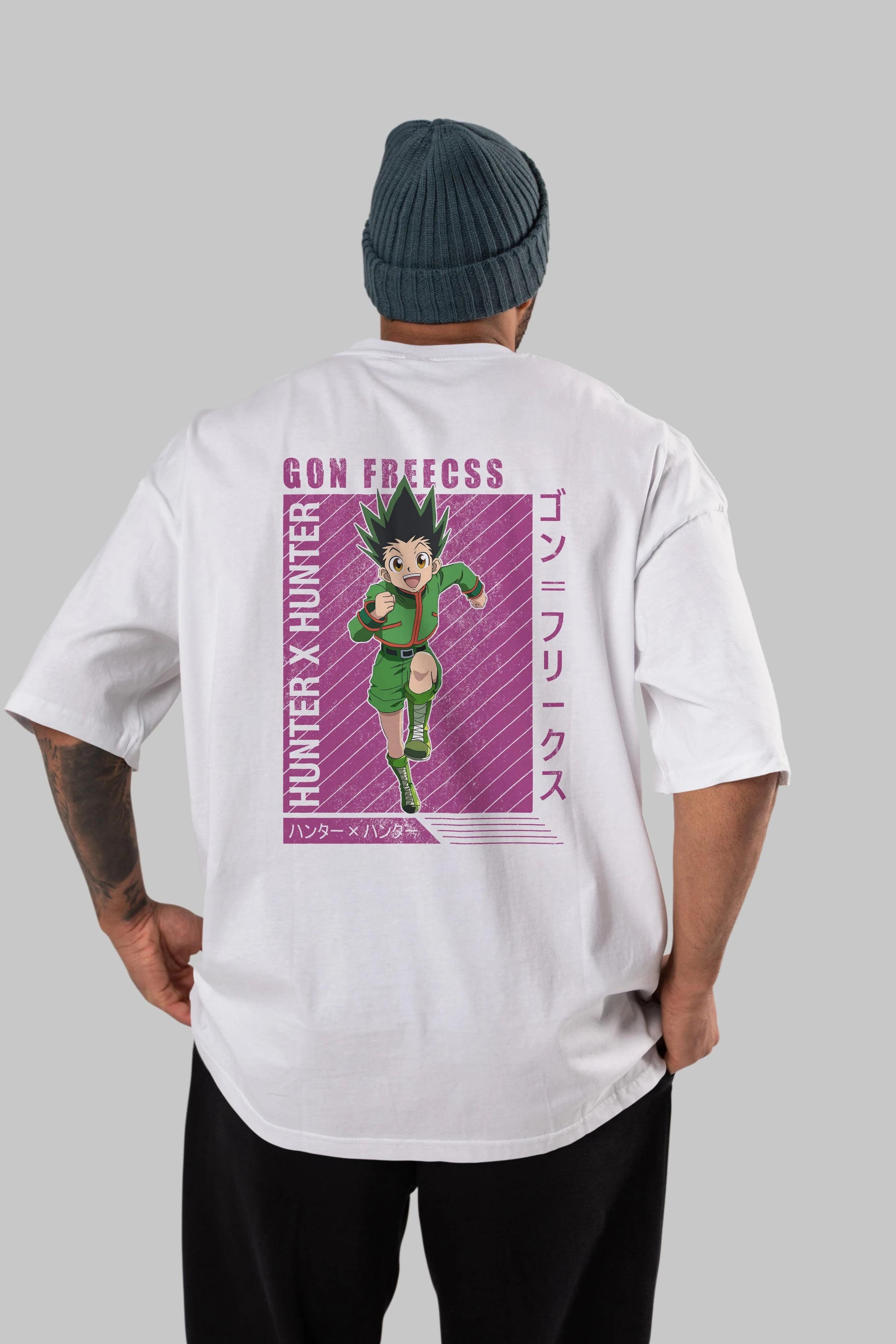 Gon Freecss HUNTER X HUNTER 3 Anime Arka Baskılı Oversize t-shirt Erkek Kadın Unisex