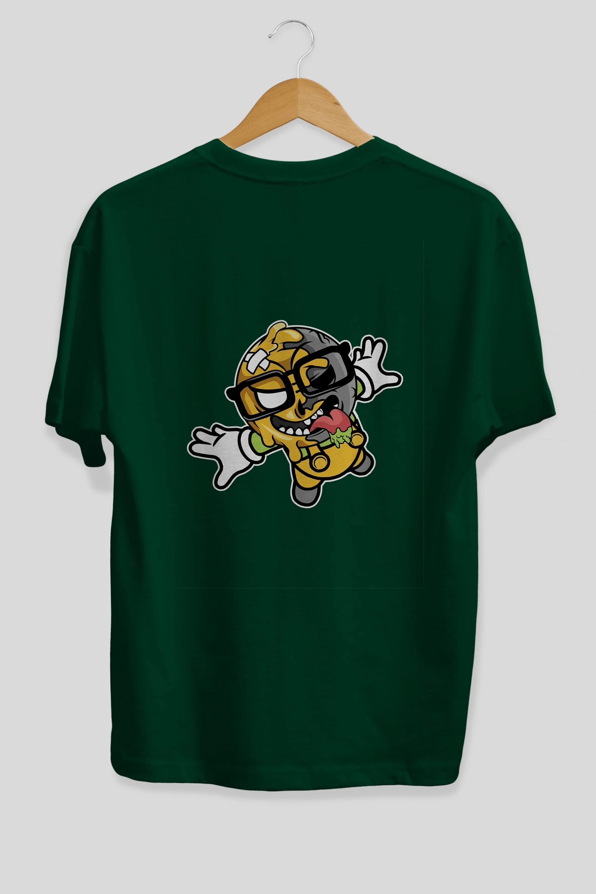 Smiley Jump Arka Baskılı Oversize t-shirt Erkek Kadın Unisex %100 Pamuk tişort