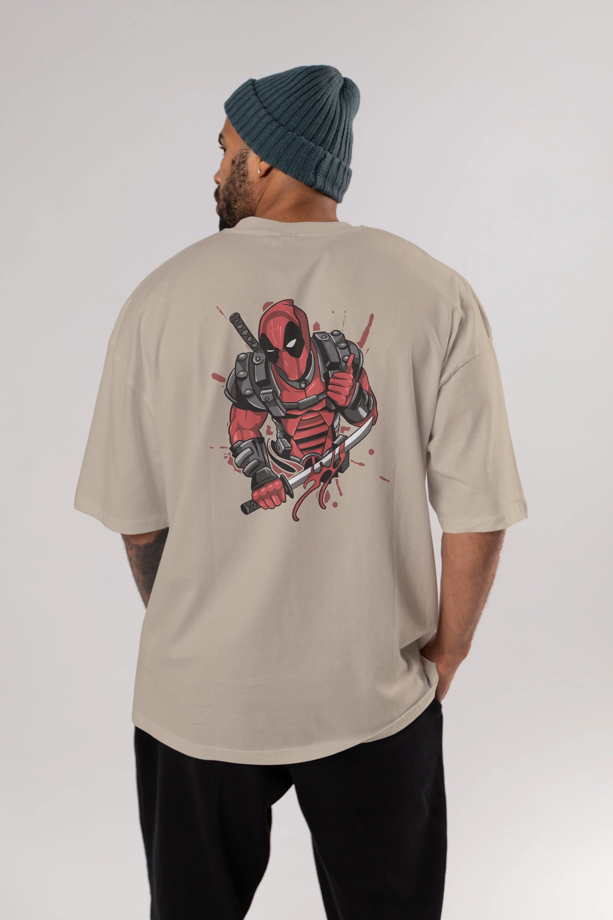 Deadpool (12) Arka Baskılı Oversize t-shirt Erkek Kadın Unisex %100 Pamuk Bisiklet Yaka tişort