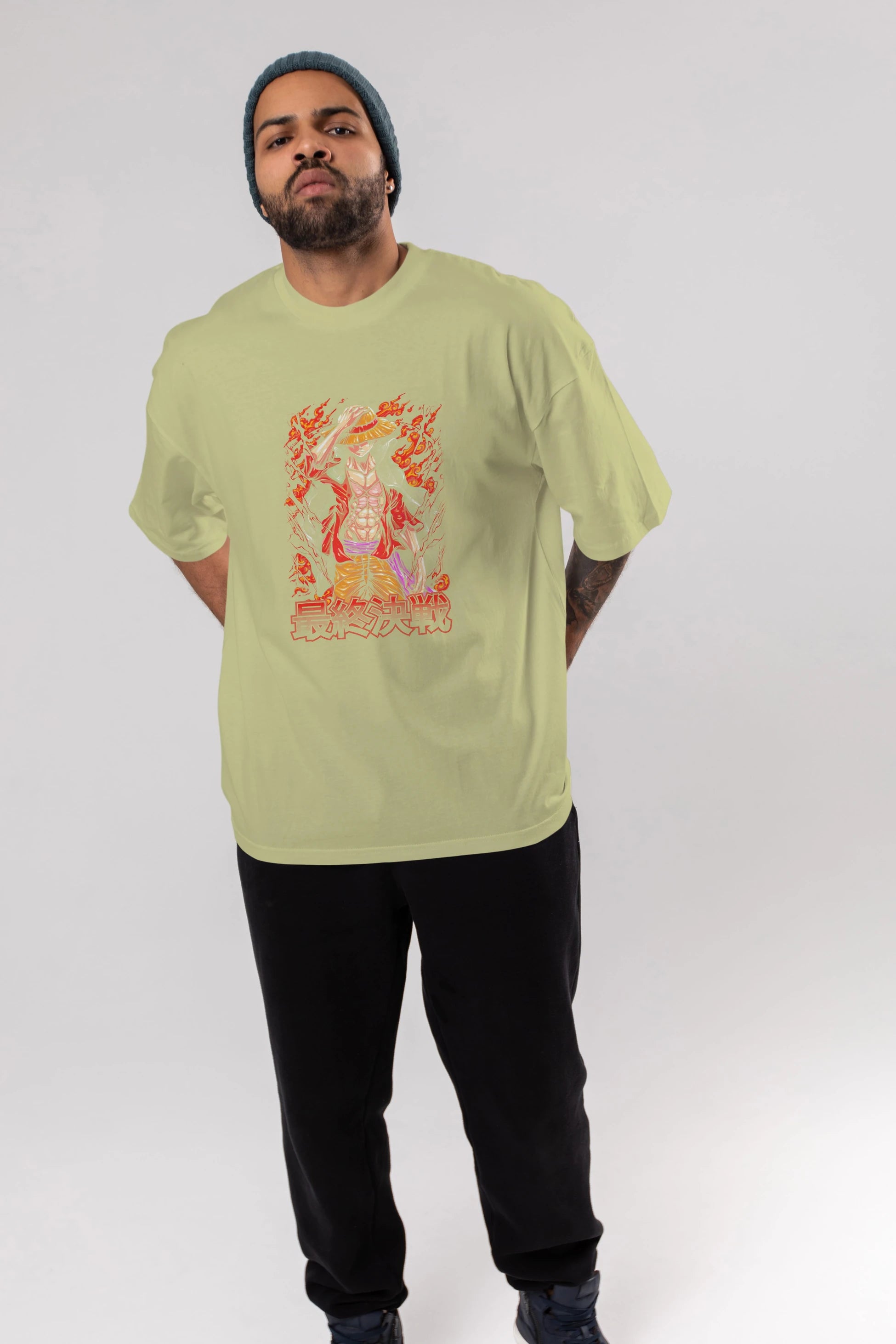 MONKEY D. LUFFY (3) Anime Ön Baskılı Oversize t-shirt %100 pamuk Erkek Kadın Unisex