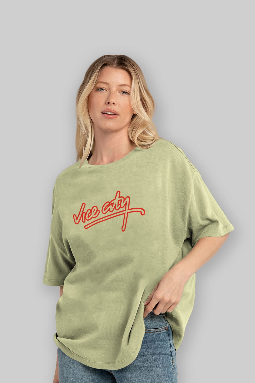Vice City Ön Baskılı Oversize t-shirt %100 pamuk Erkek Kadın Unisex