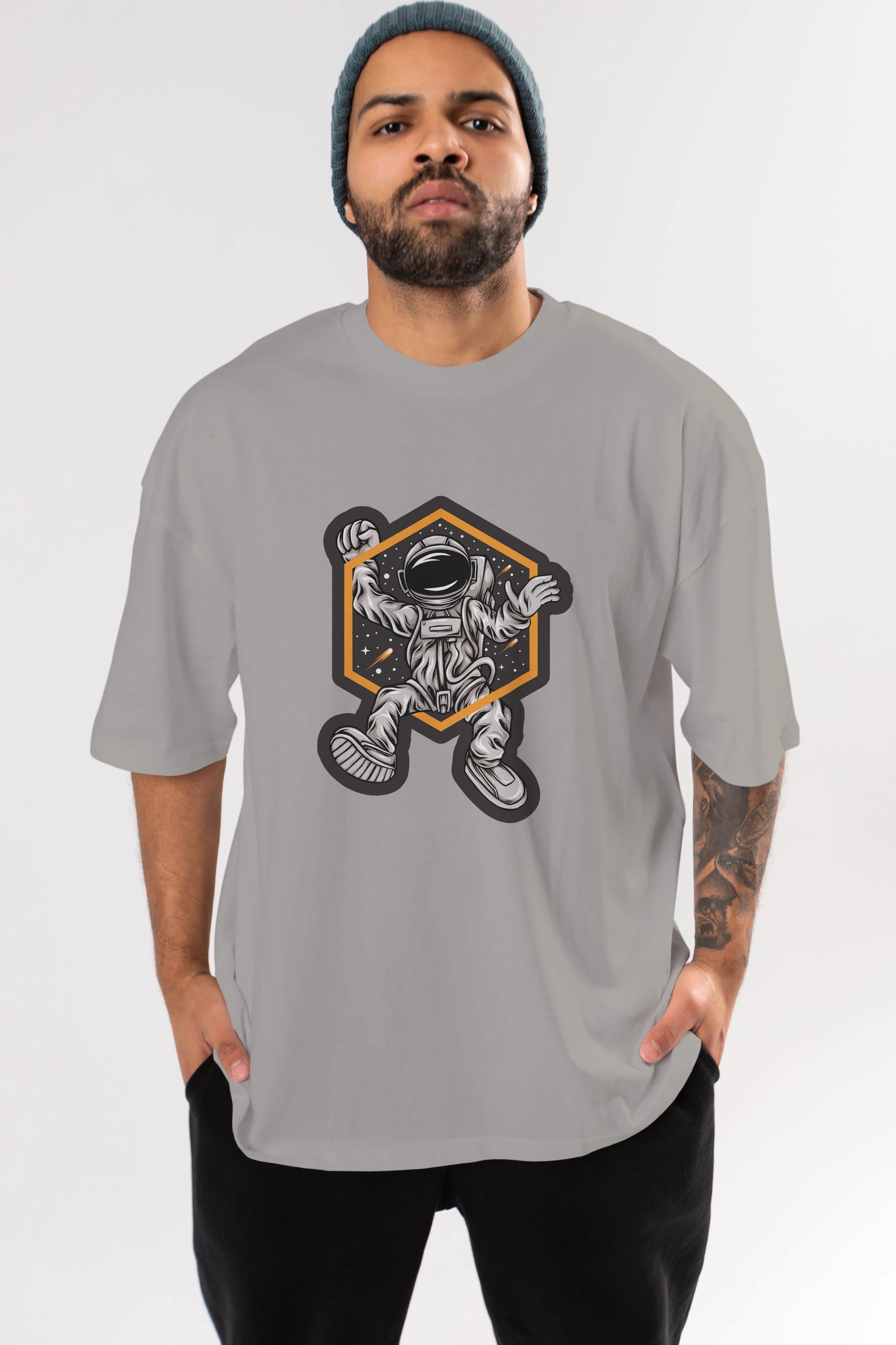 Astrofun Sticker Ön Baskılı Oversize t-shirt Erkek Kadın Unisex