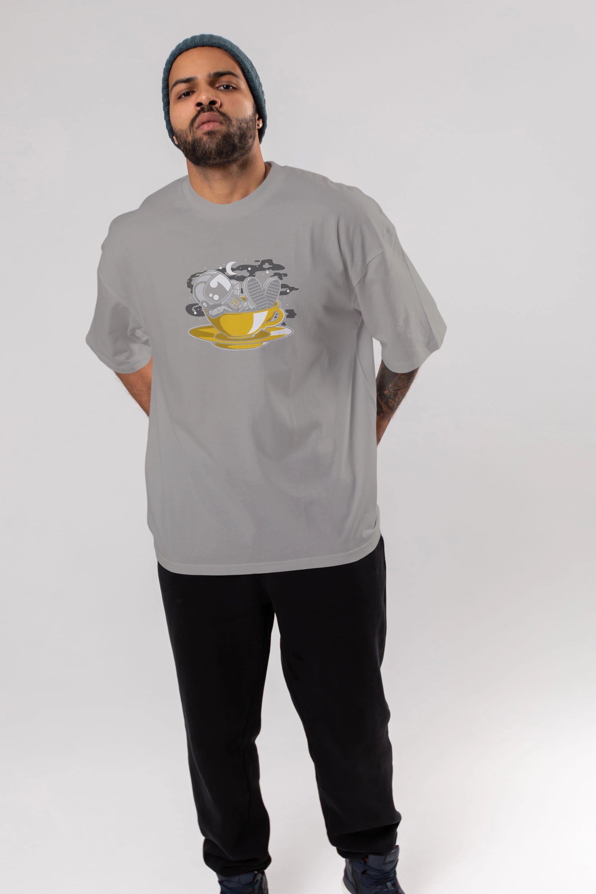 Astronaut Relax Ön Baskılı Oversize t-shirt Erkek Kadın Unisex