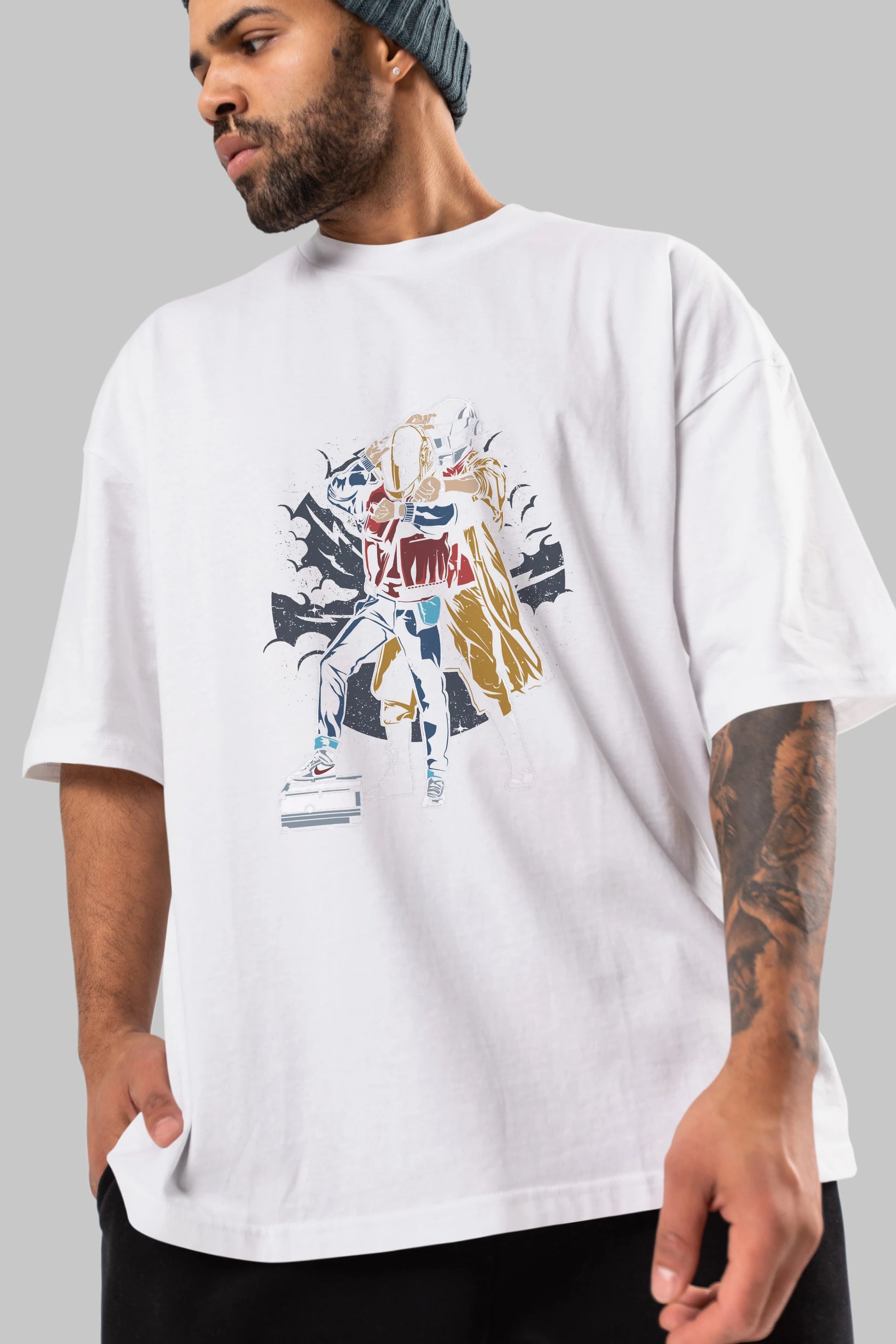 Back To The Beat Ön Baskılı Oversize t-shirt Erkek Kadın Unisex %100 Pamuk tişort