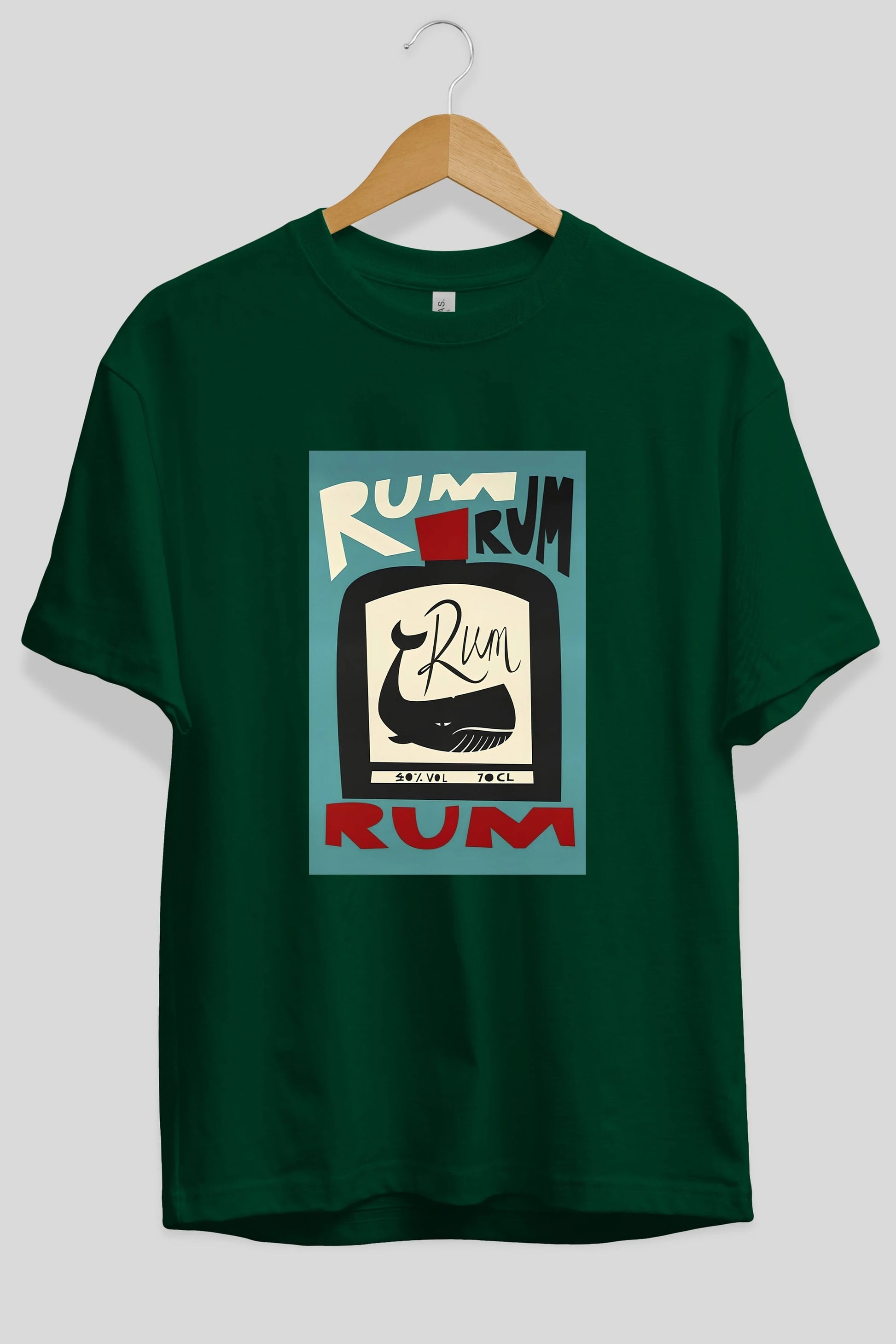 Rum Ön Baskılı Oversize t-shirt Erkek Kadın Unisex %100 Pamuk Bisiklet Yaka tişort