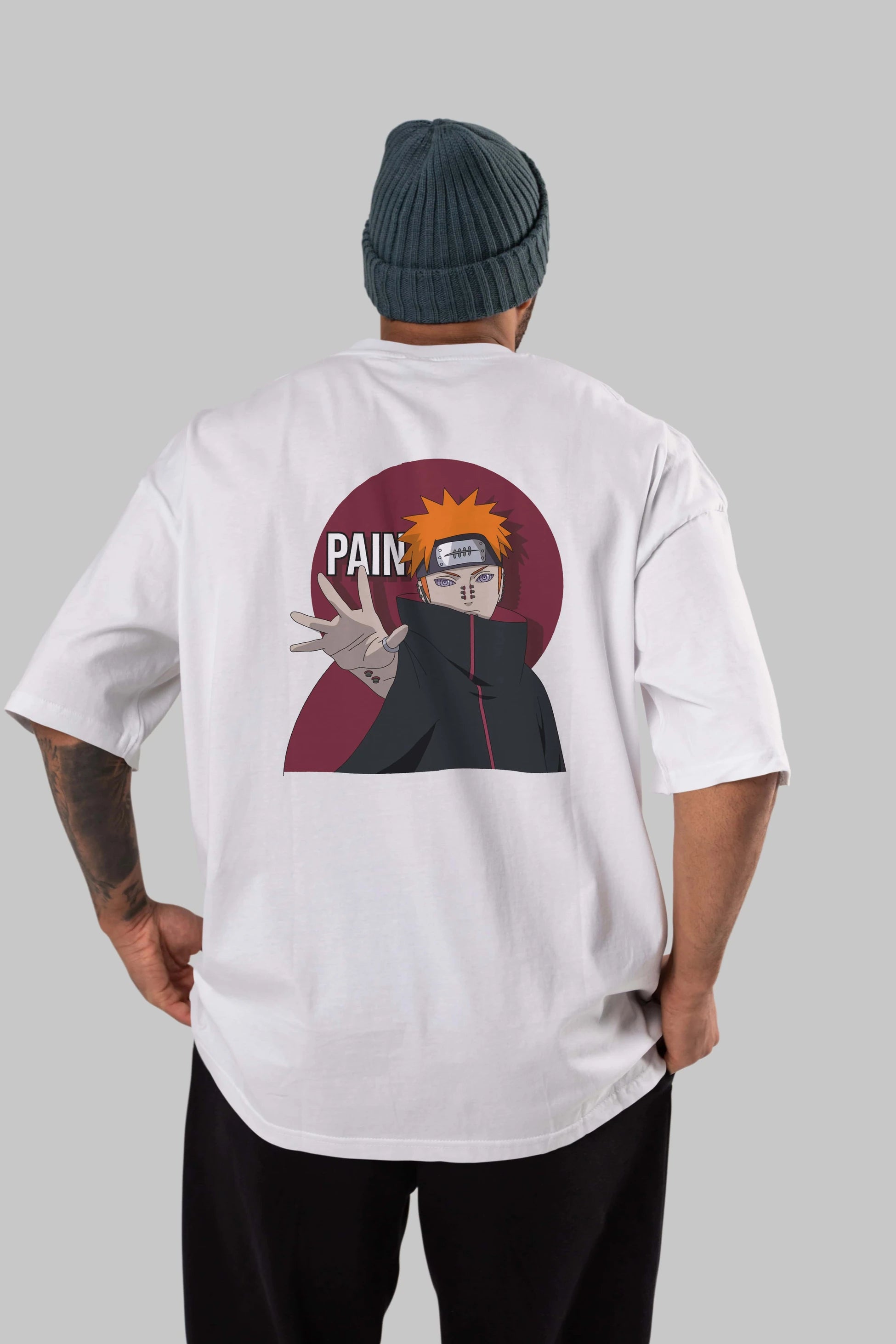 PAIN NARUTO Anime Arka Baskılı Oversize t-shirt Erkek Kadın Unisex
