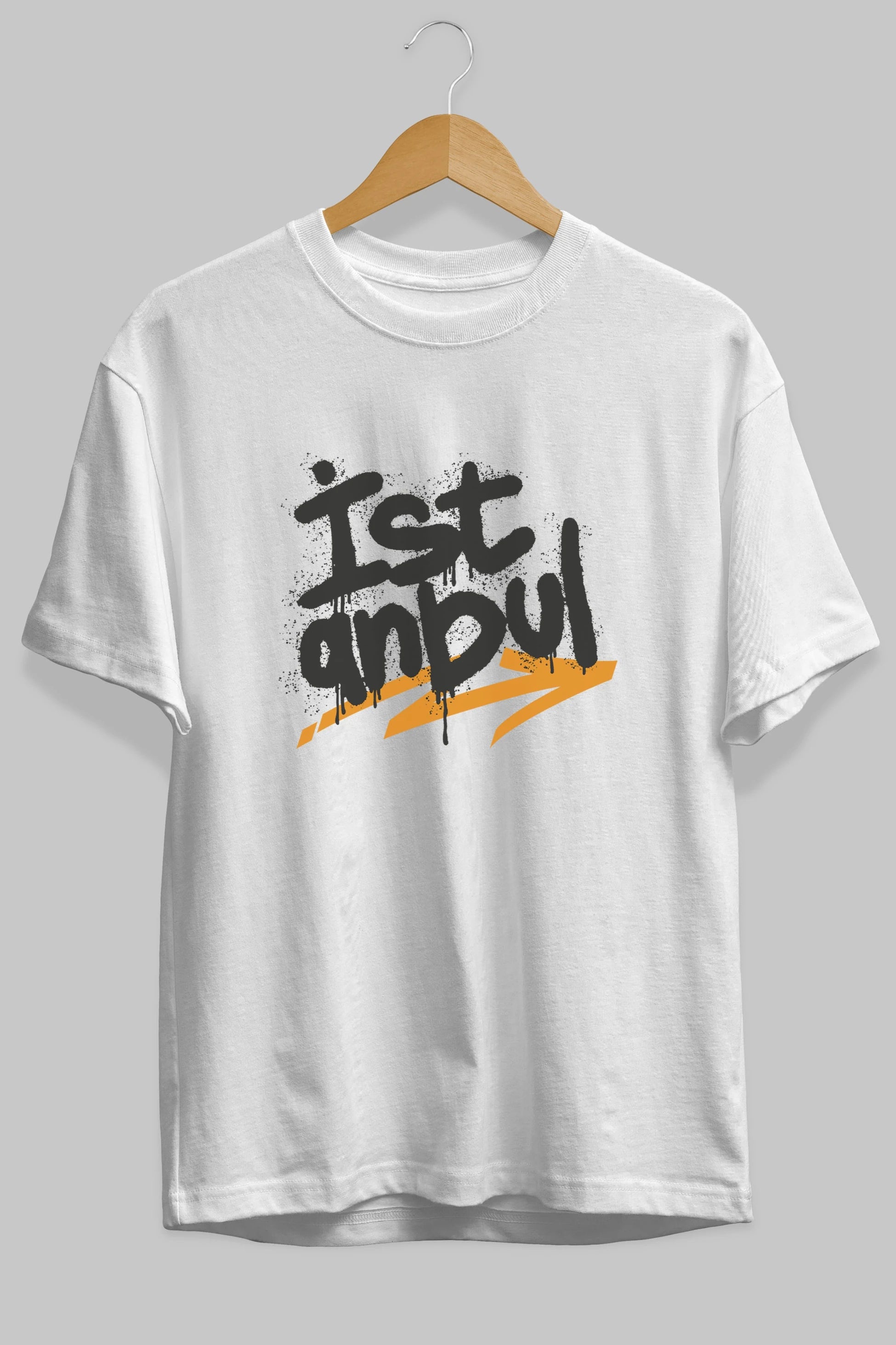 istanbul Yazılı Ön Baskılı Oversize t-shirt Erkek Kadın Unisex