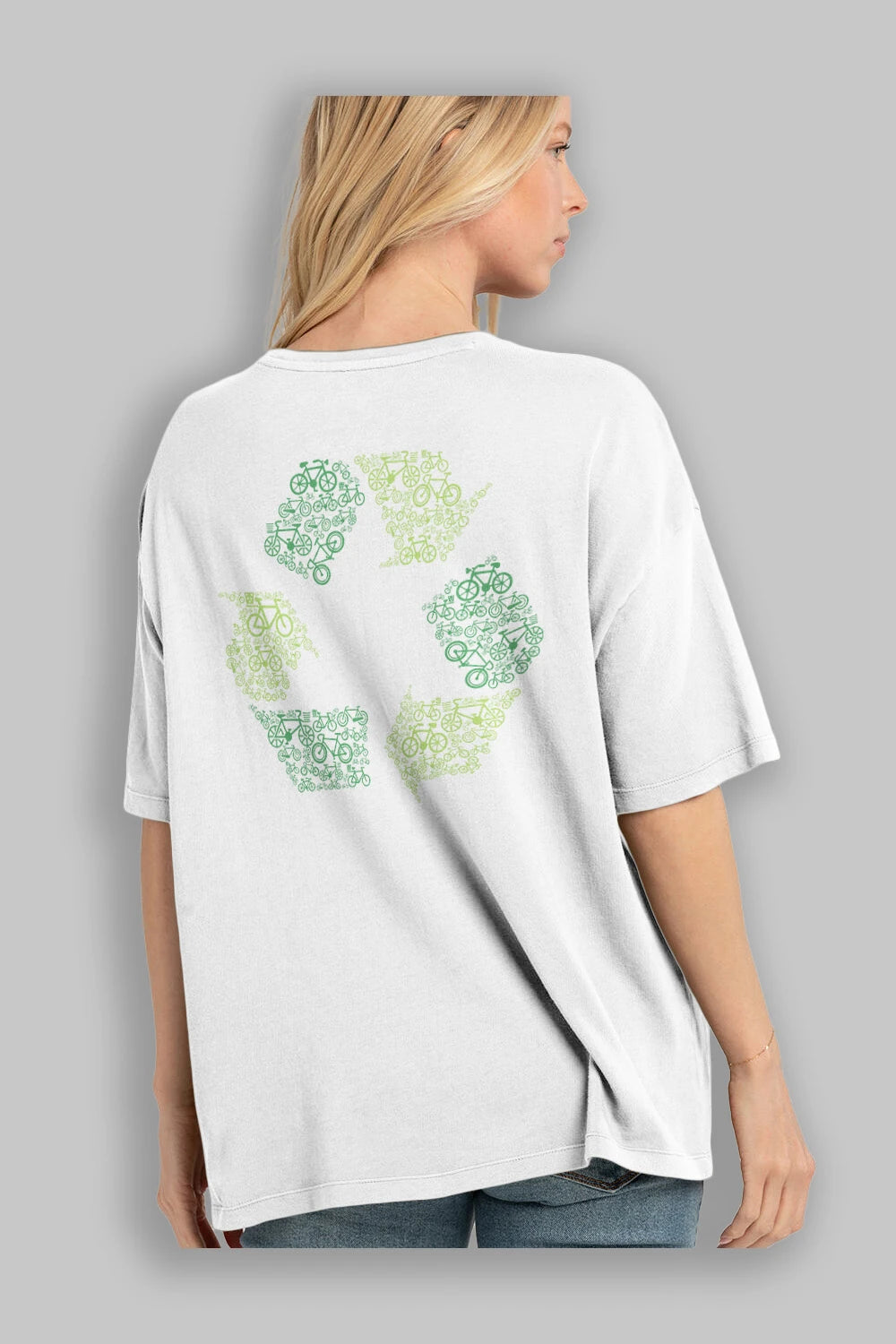 Recycling Arka Baskılı Oversize t-shirt %100 pamuk Erkek Kadın Unisex