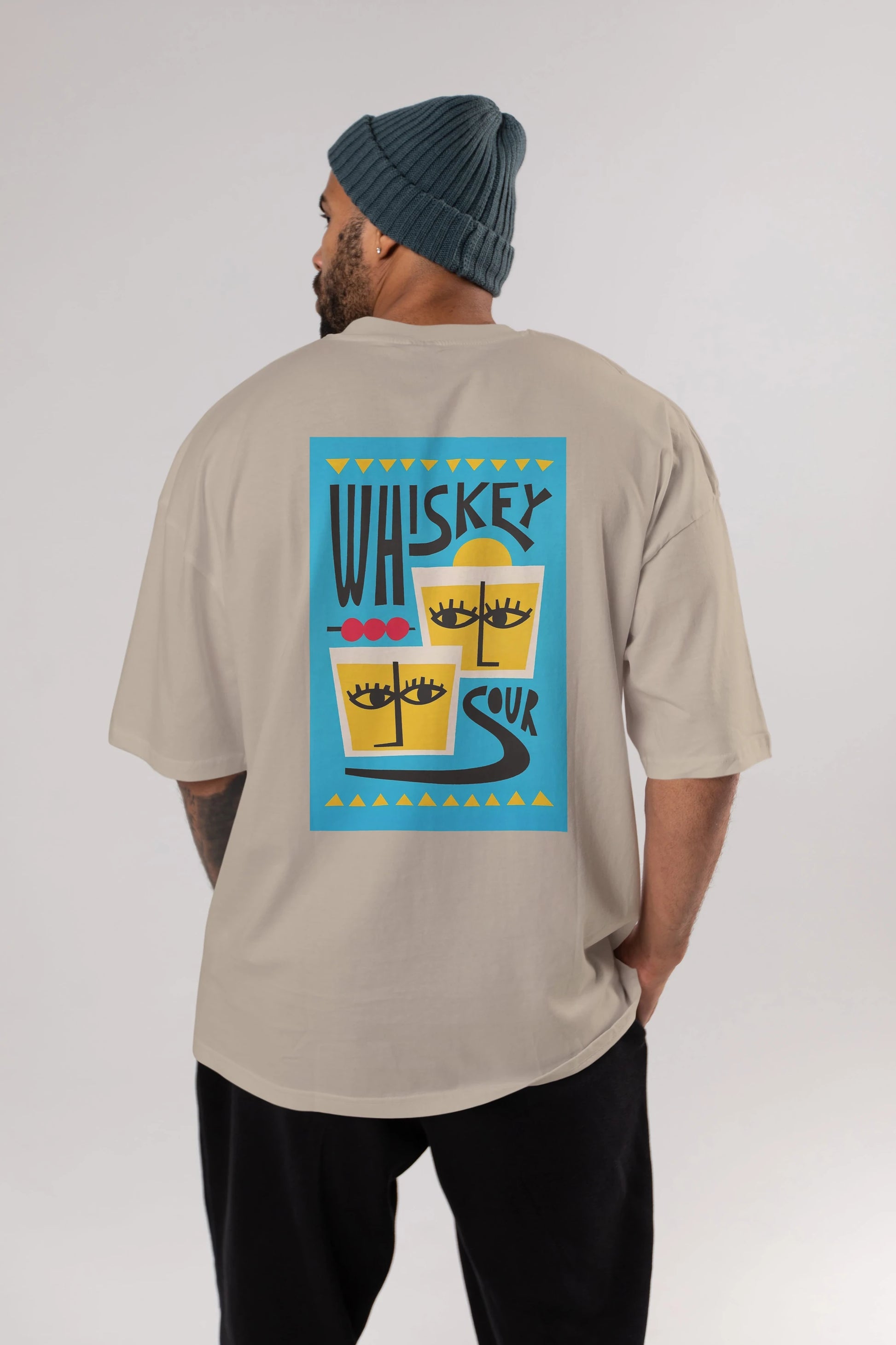 Whiskey Sour 2 Arka Baskılı Oversize t-shirt Erkek Kadın Unisex %100 Pamuk Bisiklet Yaka tişort