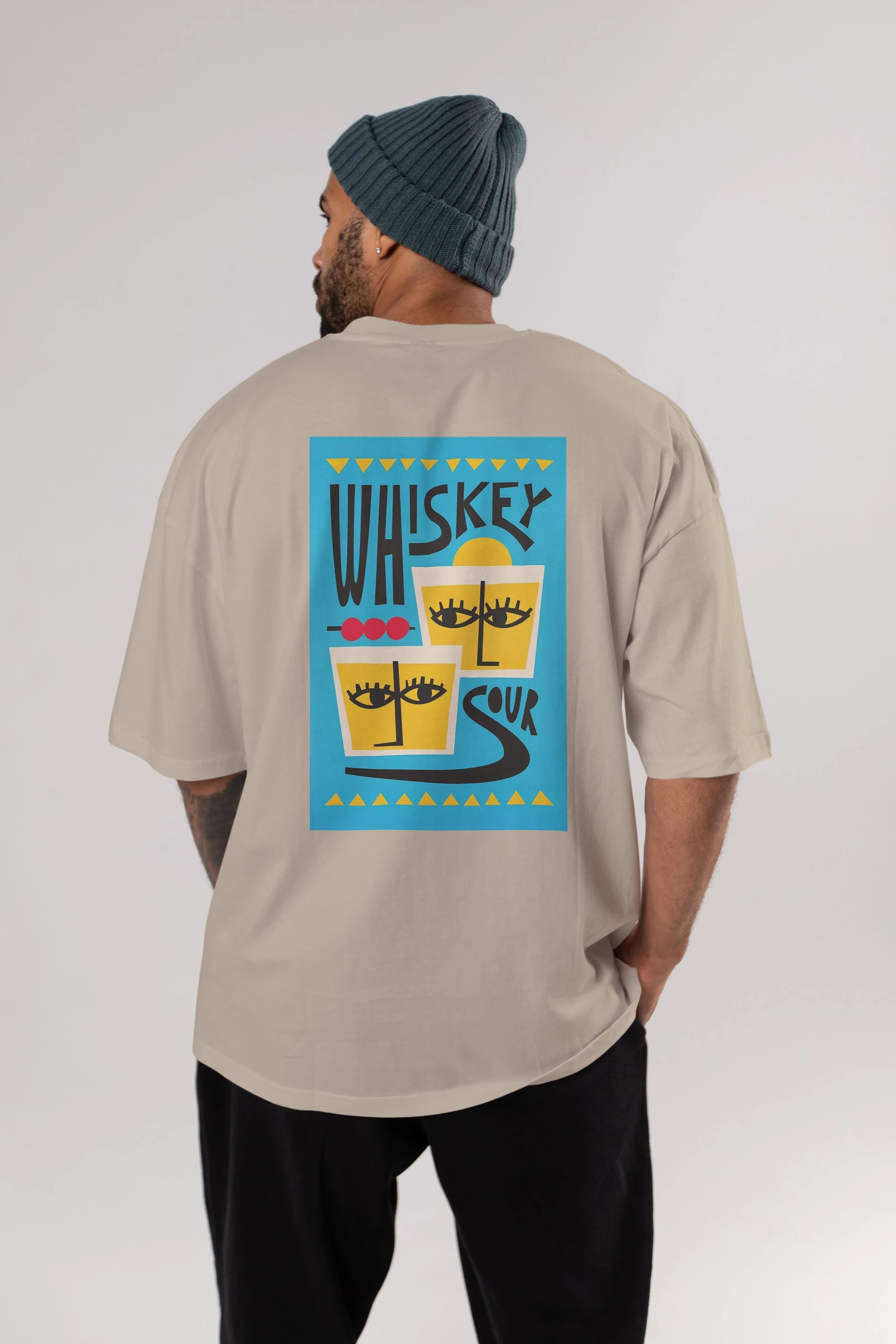 Whiskey Sour 2 Arka Baskılı Oversize t-shirt Erkek Kadın Unisex %100 Pamuk Bisiklet Yaka tişort