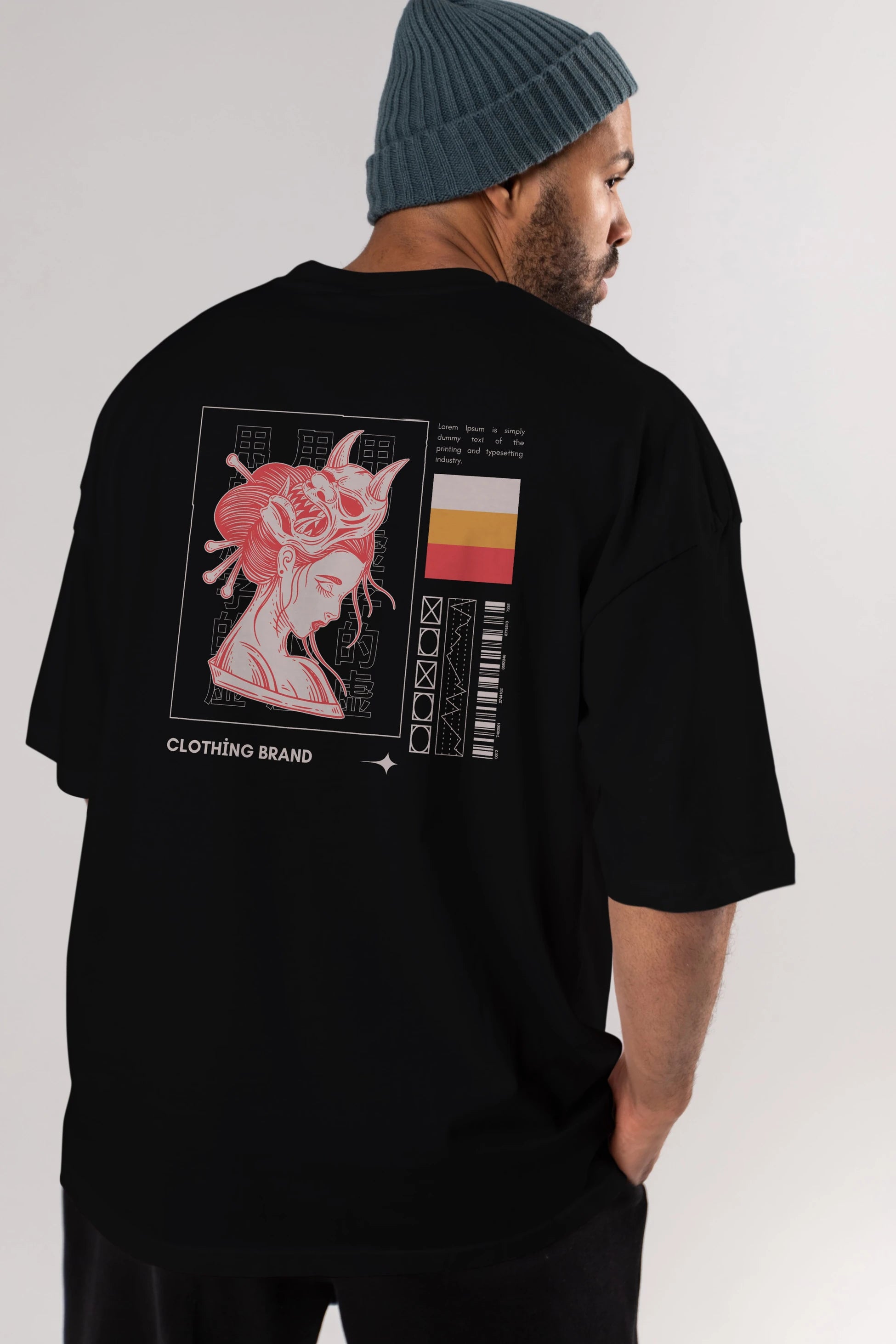 Hipster Japanese Style 2 Arka Baskılı Oversize t-shirt Erkek Kadın Unisex