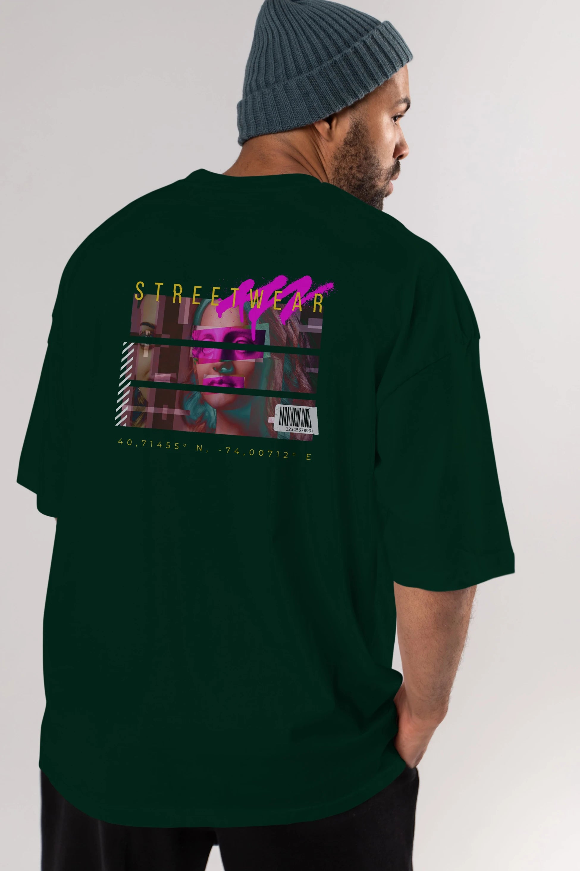 Futuristic Streetwear 2 Arka Baskılı Oversize t-shirt Erkek Kadın Unisex