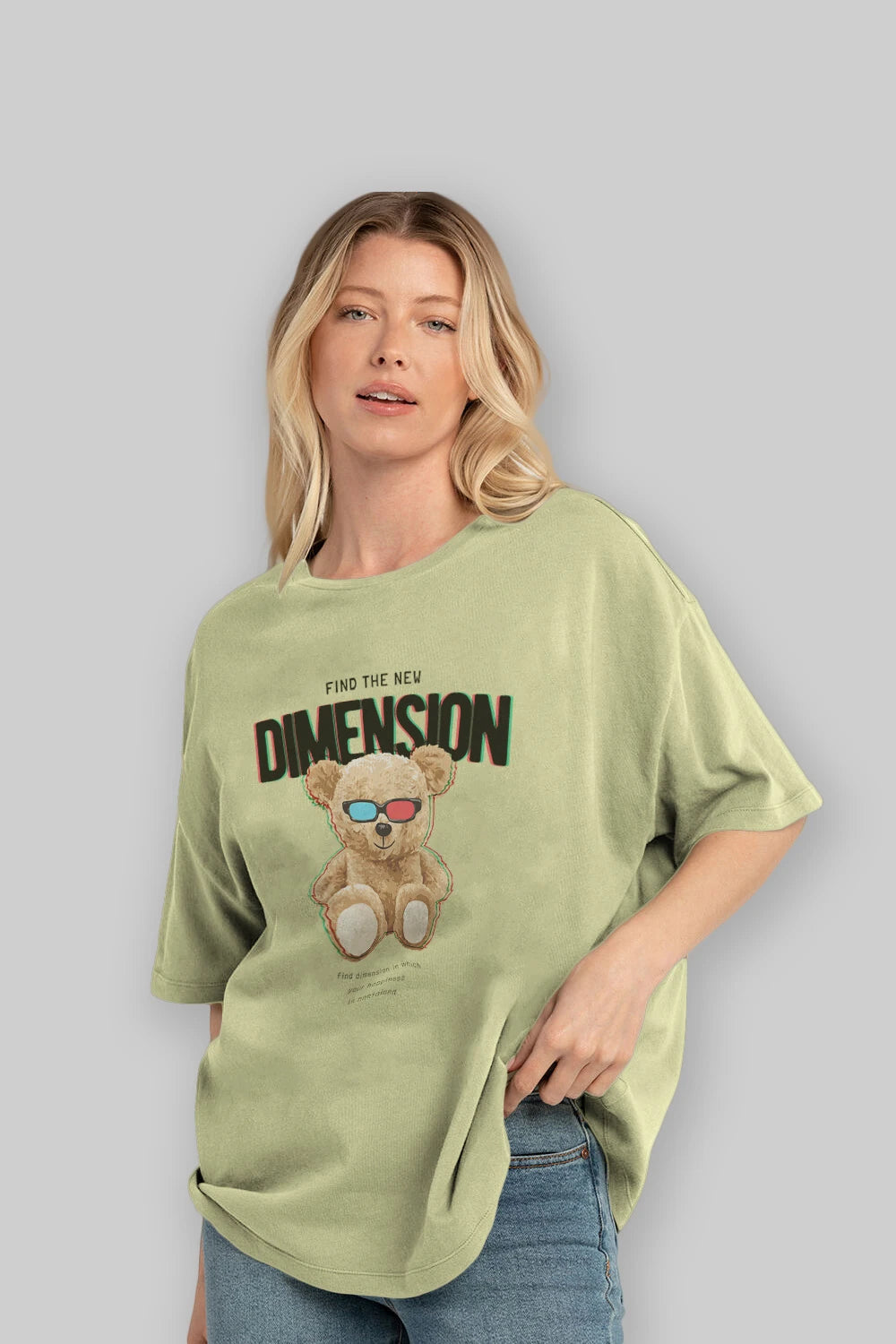 Teddy Bear Dimension Ön Baskılı Oversize t-shirt Erkek Kadın Unisex %100 Pamuk