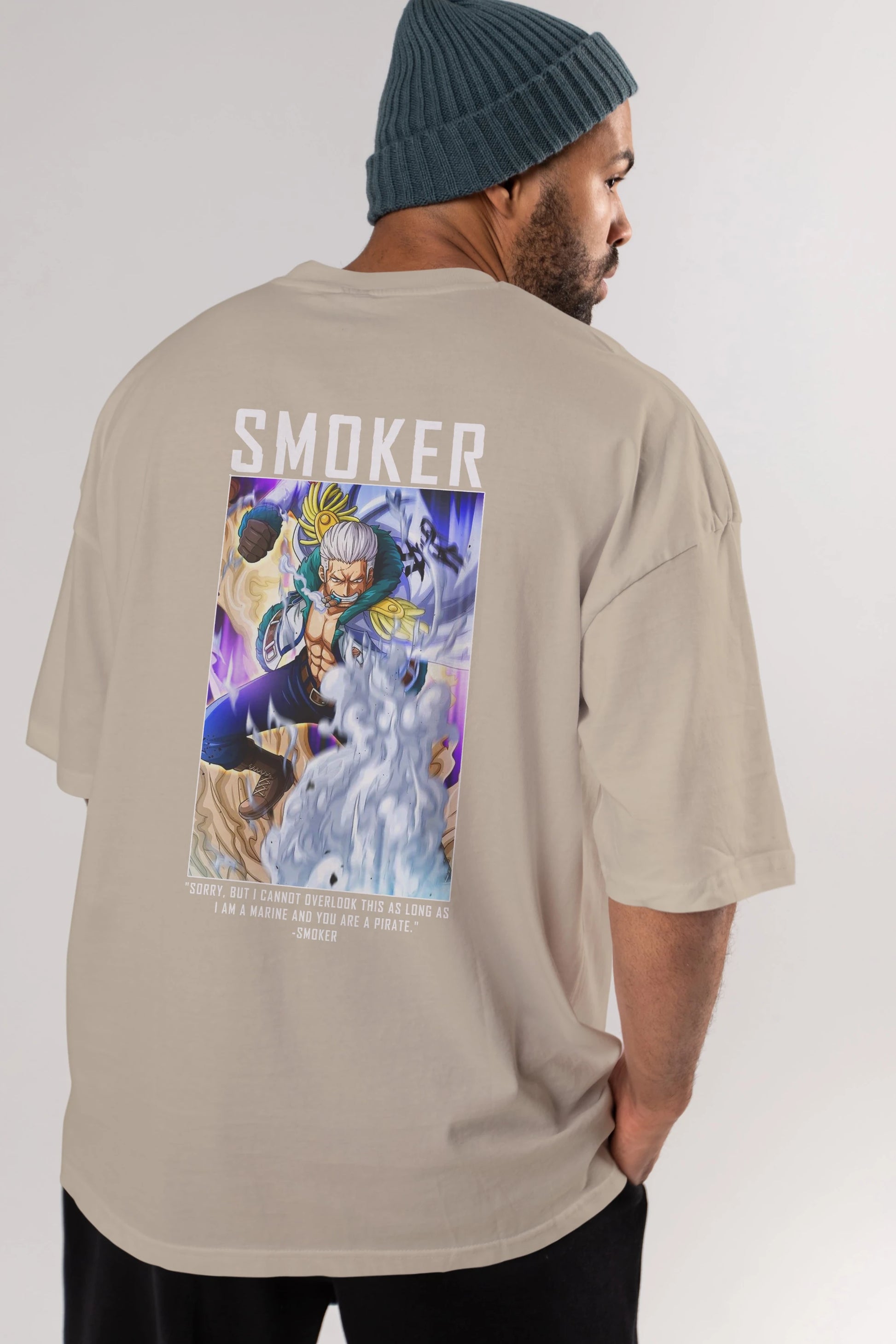 Smoker Anime Arka Baskılı Oversize t-shirt Erkek Kadın Unisex %100 pamuk tişort
