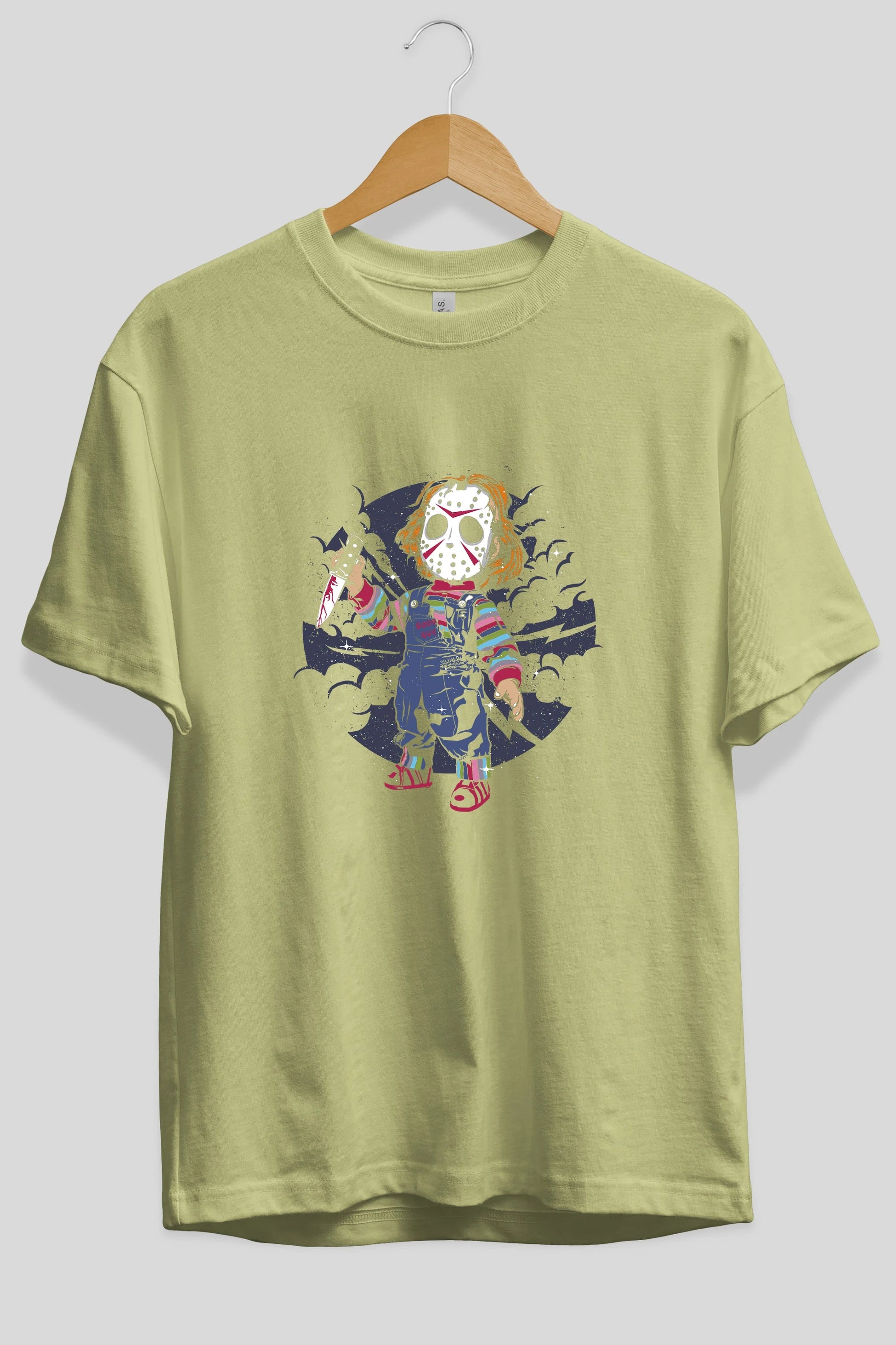 Chucky Ön Baskılı Oversize t-shirt Erkek Kadın Unisex %100 Pamuk tişort