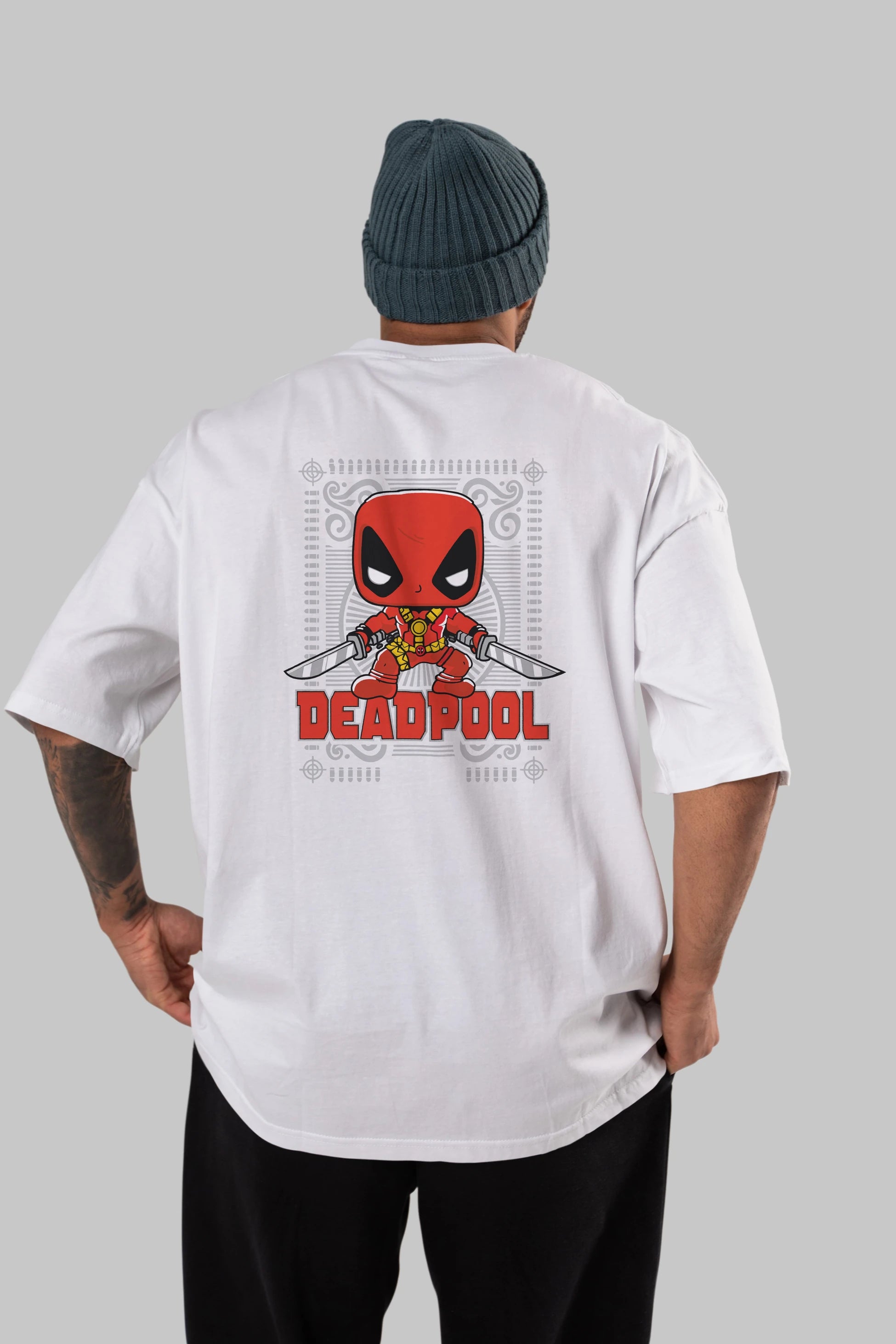 Deadpool (17) Arka Baskılı Oversize t-shirt Erkek Kadın Unisex %100 Pamuk Bisiklet Yaka tişort