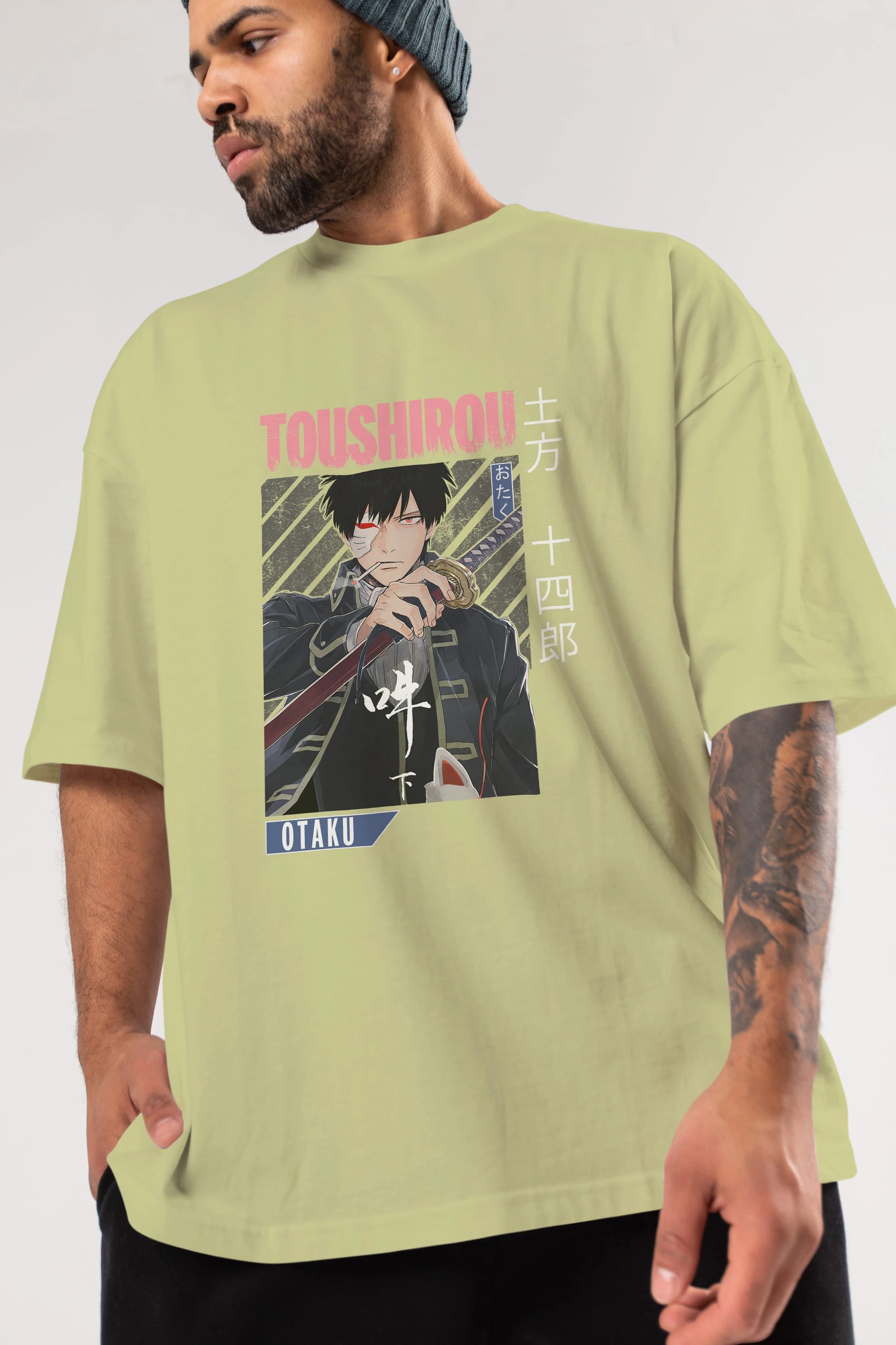 Toushirou Hijikata 1 Anime Ön Baskılı Oversize t-shirt %100 pamuk Erkek Kadın Unisex