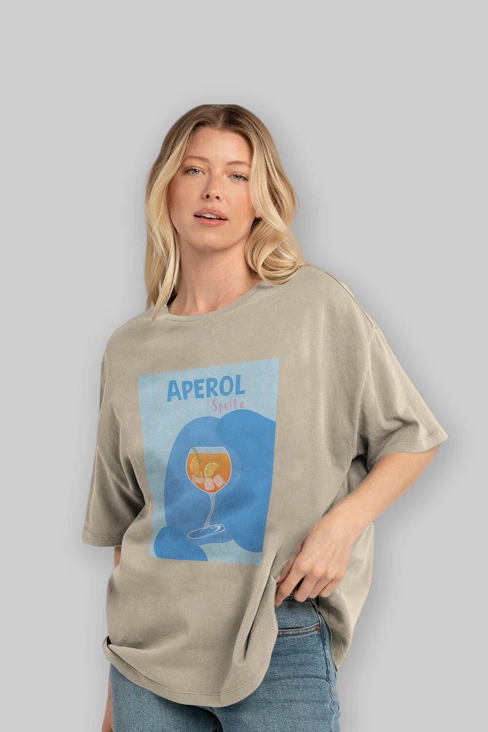 Aperol Spritz 10 Ön Baskılı Oversize t-shirt Erkek Kadın Unisex %100 Pamuk Bisiklet Yaka tişort