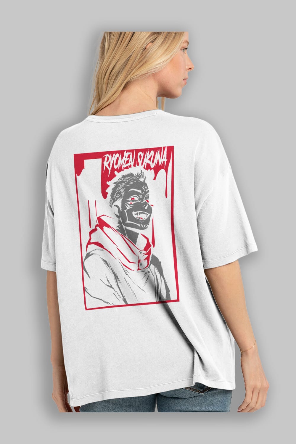 SUKUNA Anime Arka Baskılı Oversize t-shirt Erkek Kadın Unisex
