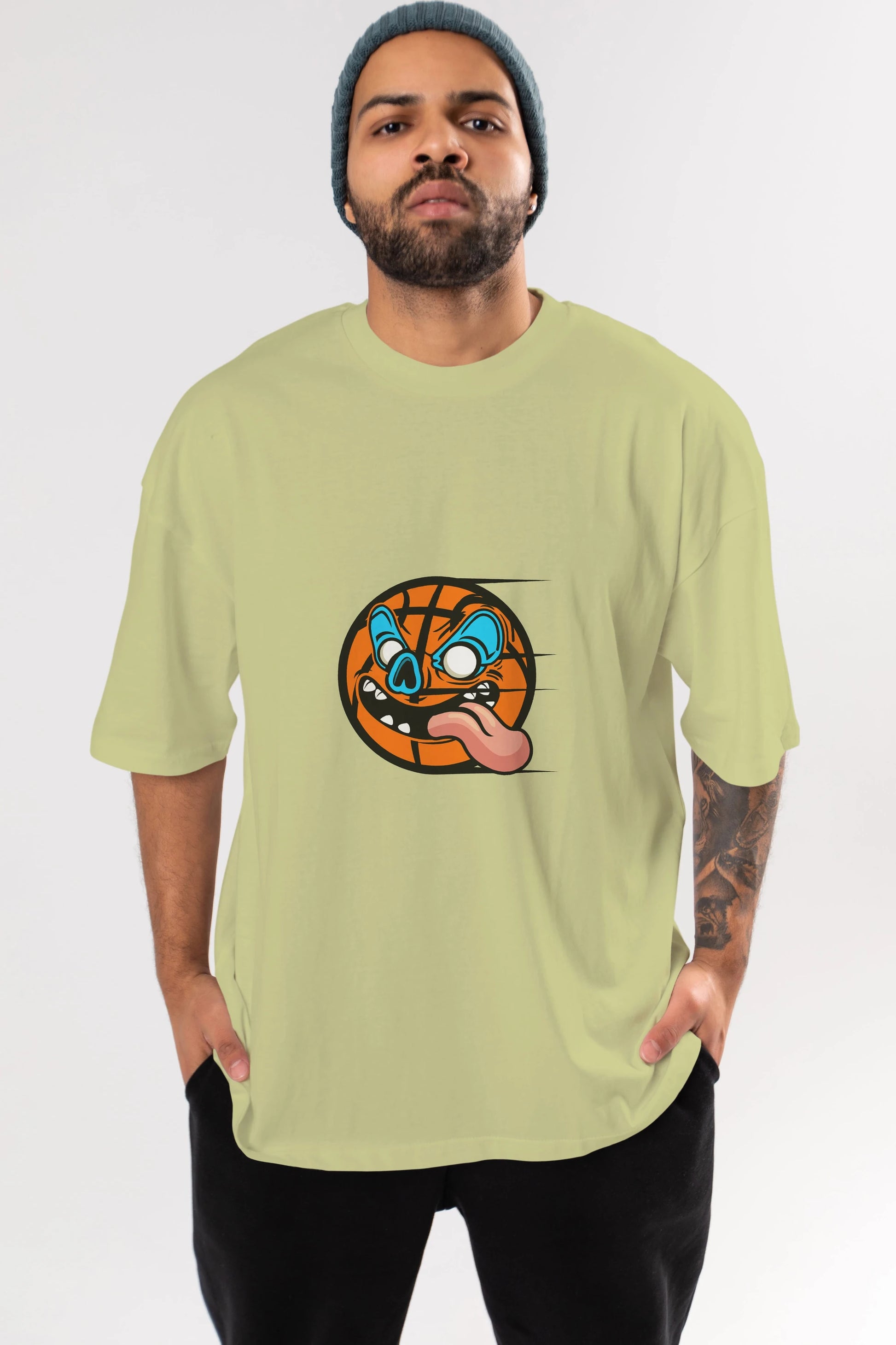 Basketball Ön Baskılı Oversize t-shirt Erkek Kadın Unisex %100 Pamuk tişort
