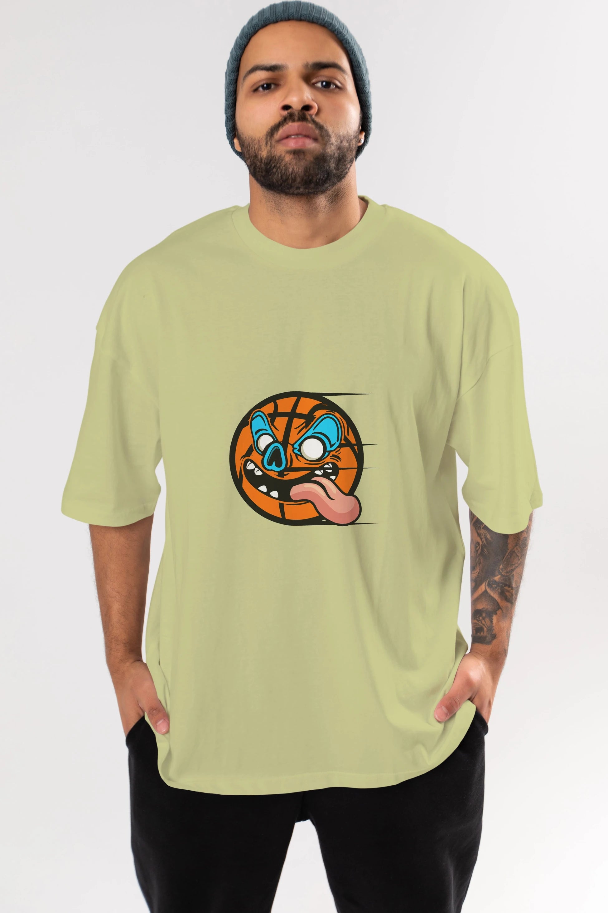 Basketball Ön Baskılı Oversize t-shirt Erkek Kadın Unisex %100 Pamuk tişort