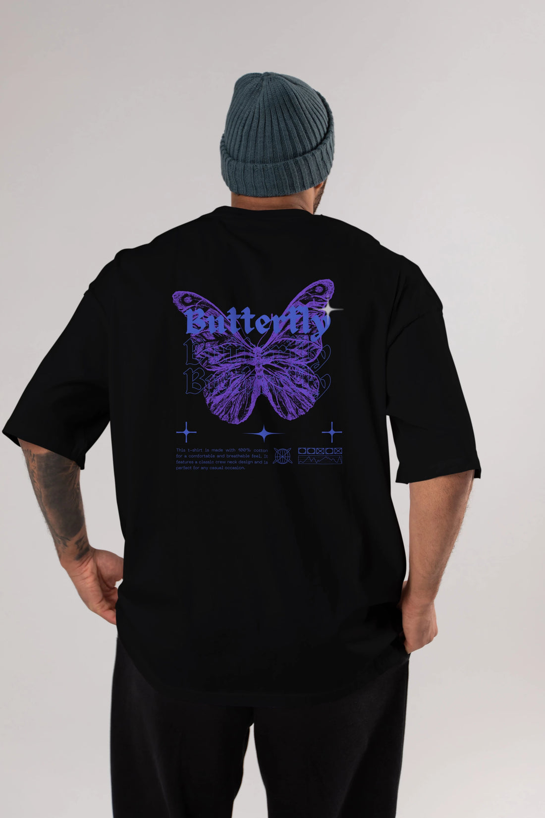 Butterfly Streetwear Arka Baskılı Oversize t-shirt Erkek Kadın Unisex