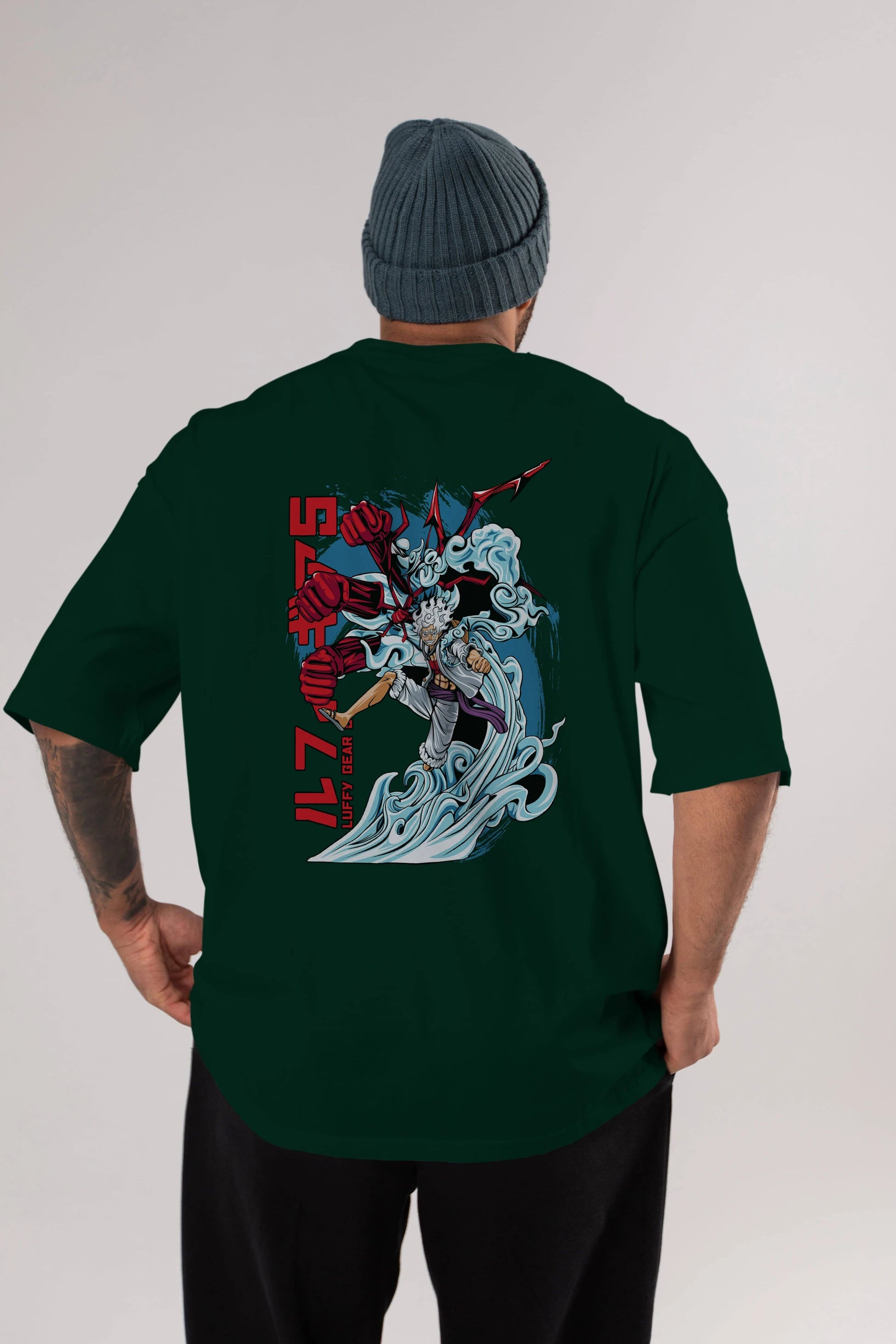 MONKEY D. LUFFY GEAR5 2 Anime Arka Baskılı Oversize t-shirt Erkek Kadın Unisex