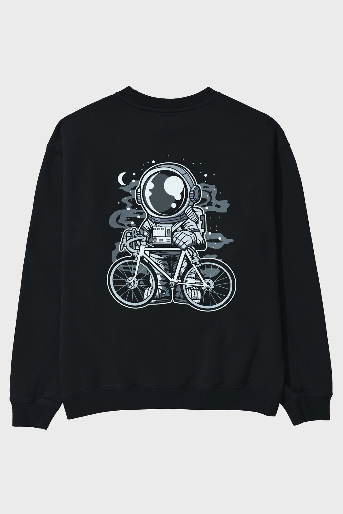 Bicycle Astronaut Arka Baskılı Oversize Sweatshirt Erkek Kadın Unisex