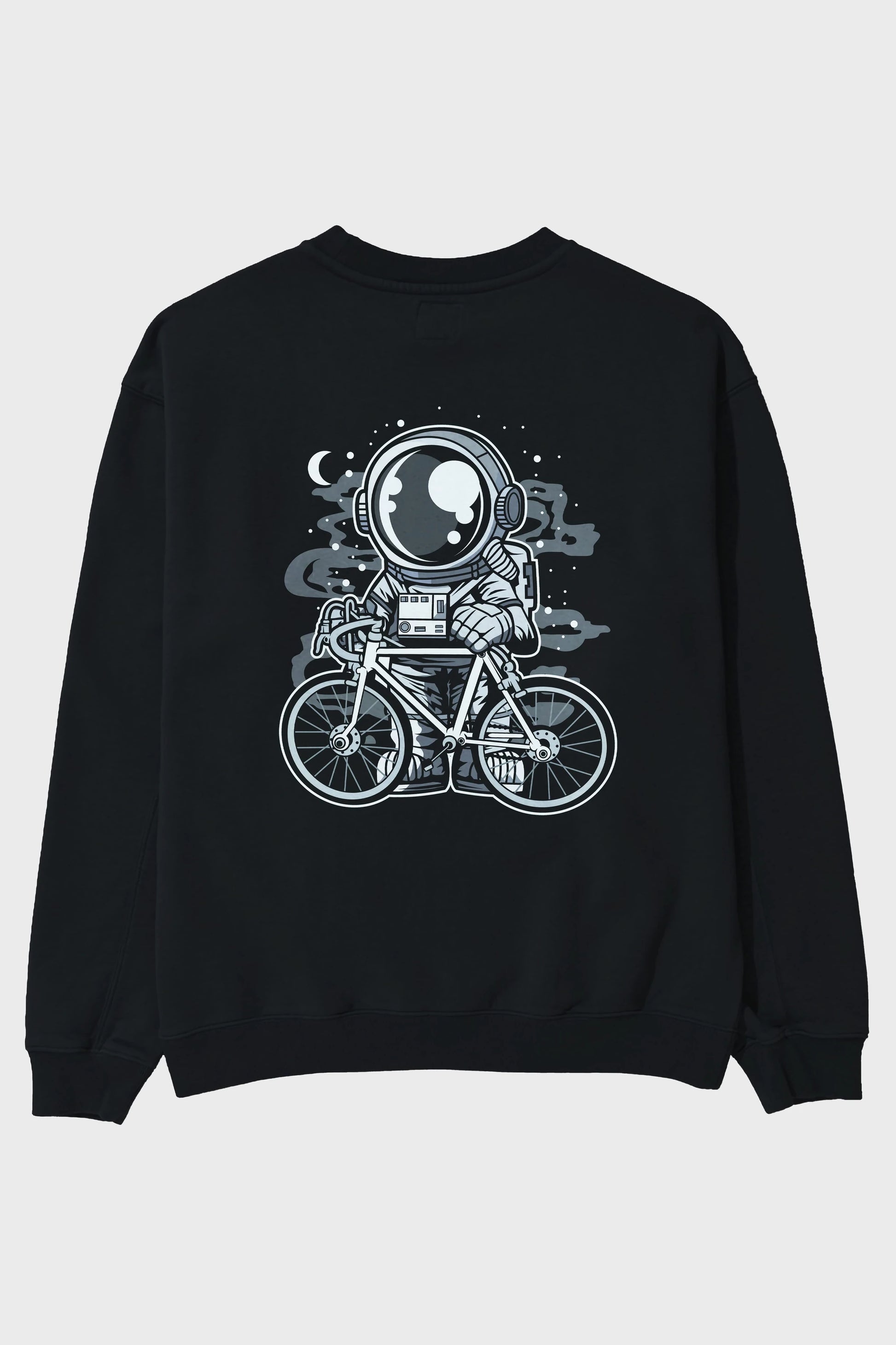 Bicycle Astronaut Arka Baskılı Oversize Sweatshirt Erkek Kadın Unisex