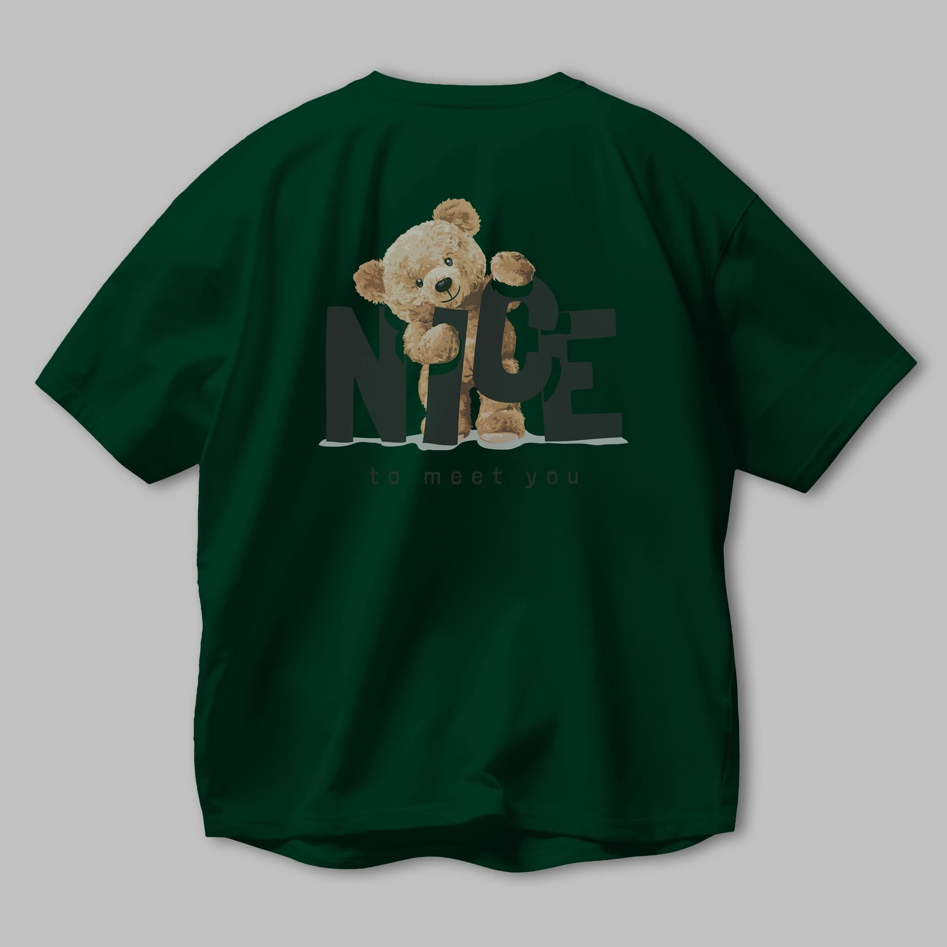 Teddy Nıce To Meet You Arka Baskılı Oversize t-shirt Erkek Kadın Unisex %100 Pamuk