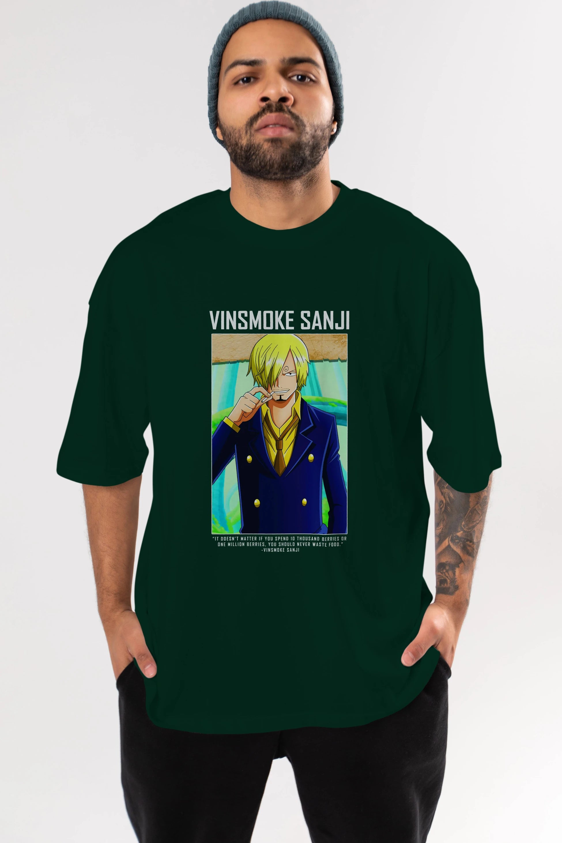 Sanji 2 Anime Ön Baskılı Oversize t-shirt Erkek Kadın Unisex