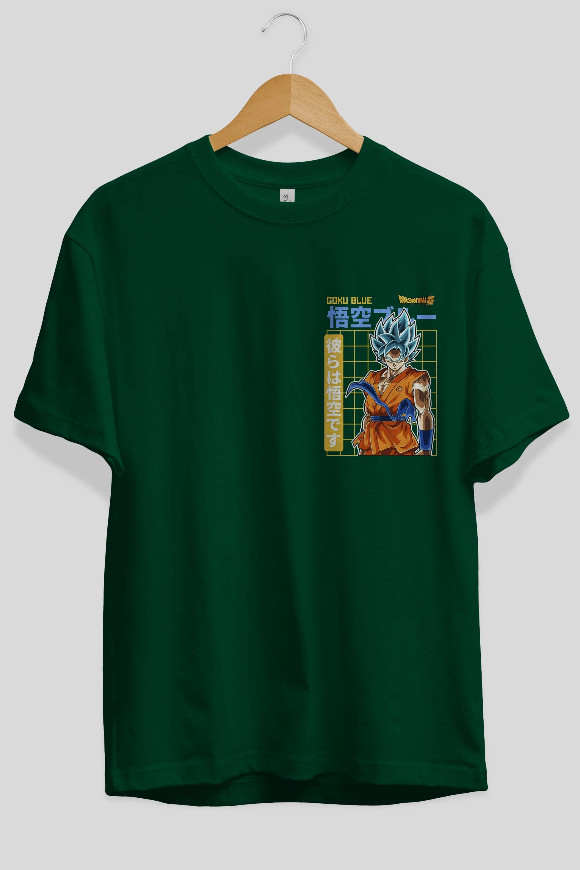 GOKU 1 Ön Sol Baskılı Oversize t-shirt Erkek Kadın Unisex %100 Pamuk Bisiklet Yaka tişort