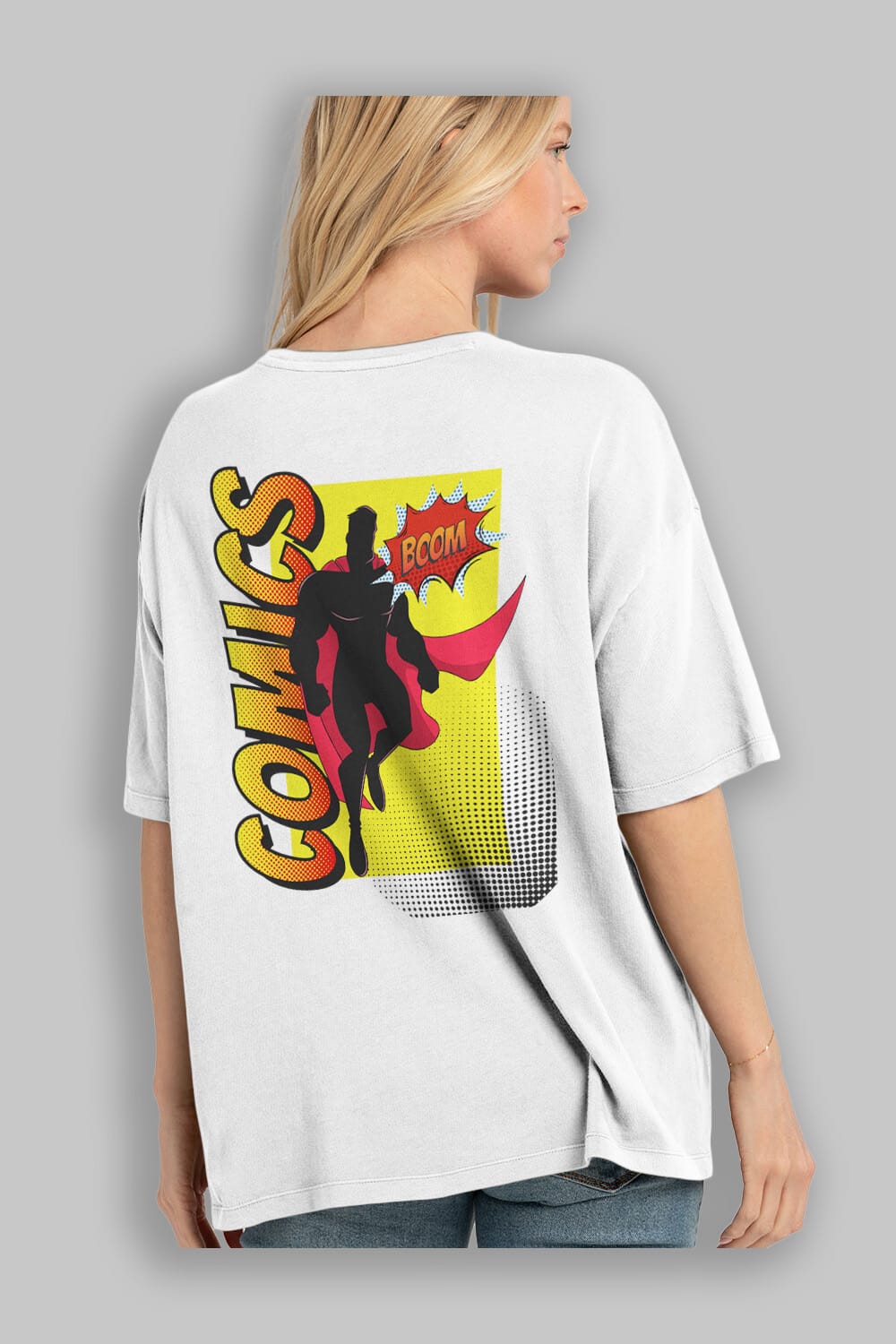 Comics Boom Arka Baskılı Oversize t-shirt Erkek Kadın Unisex