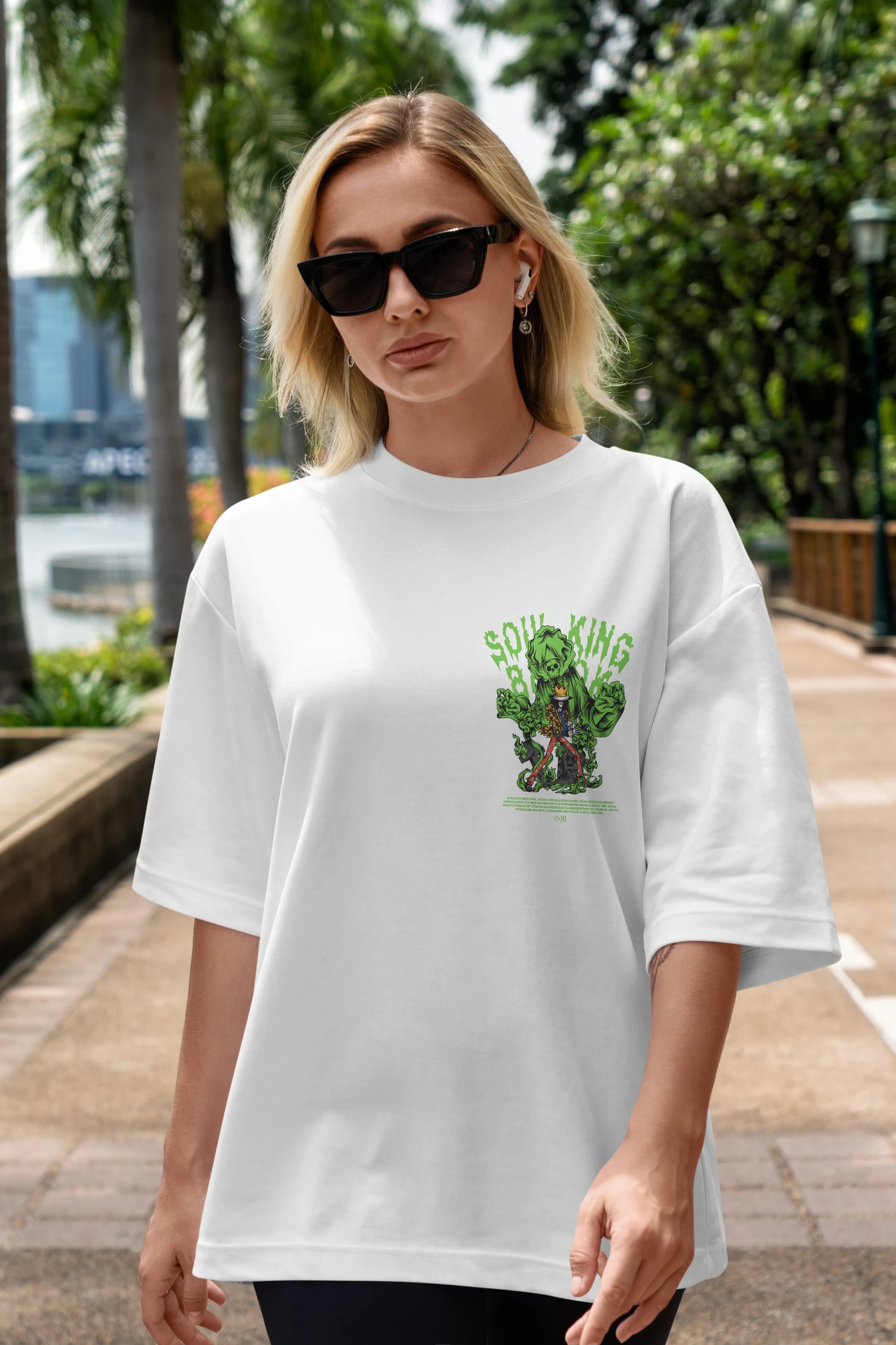 Soul King Brook Ön Sol Baskılı Oversize t-shirt Erkek Kadın Unisex %100 Pamuk Bisiklet Yaka tişort
